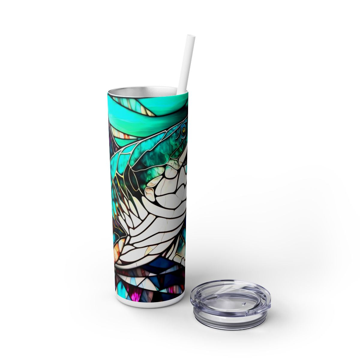 Stained Glass Shark Tumbler - 20oz Ocean Lover Drinkware - Sippincity
