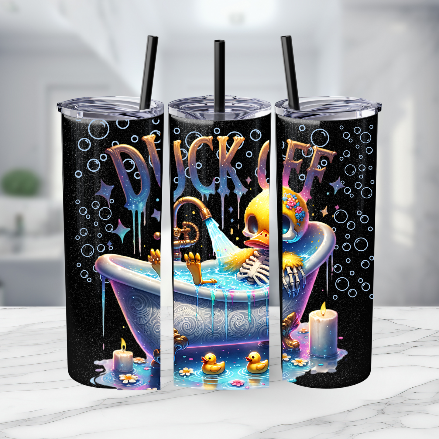 Tumbler Cup - Duck Off 20 oz Skinny Tumbler with Straw, Funny Duck Gift - Sippincity