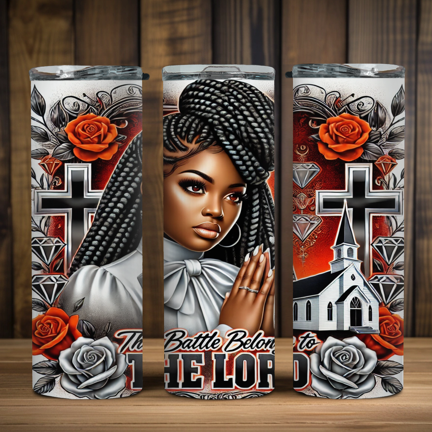 20 oz Faith Tumbler – This Battle Belongs to the Lord Design