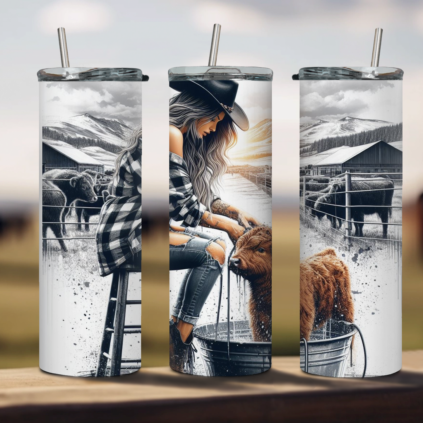 Farm Girl 20 oz Tumbler – Cute Highland Cow Coffee Cup for Western Women - Sippincity