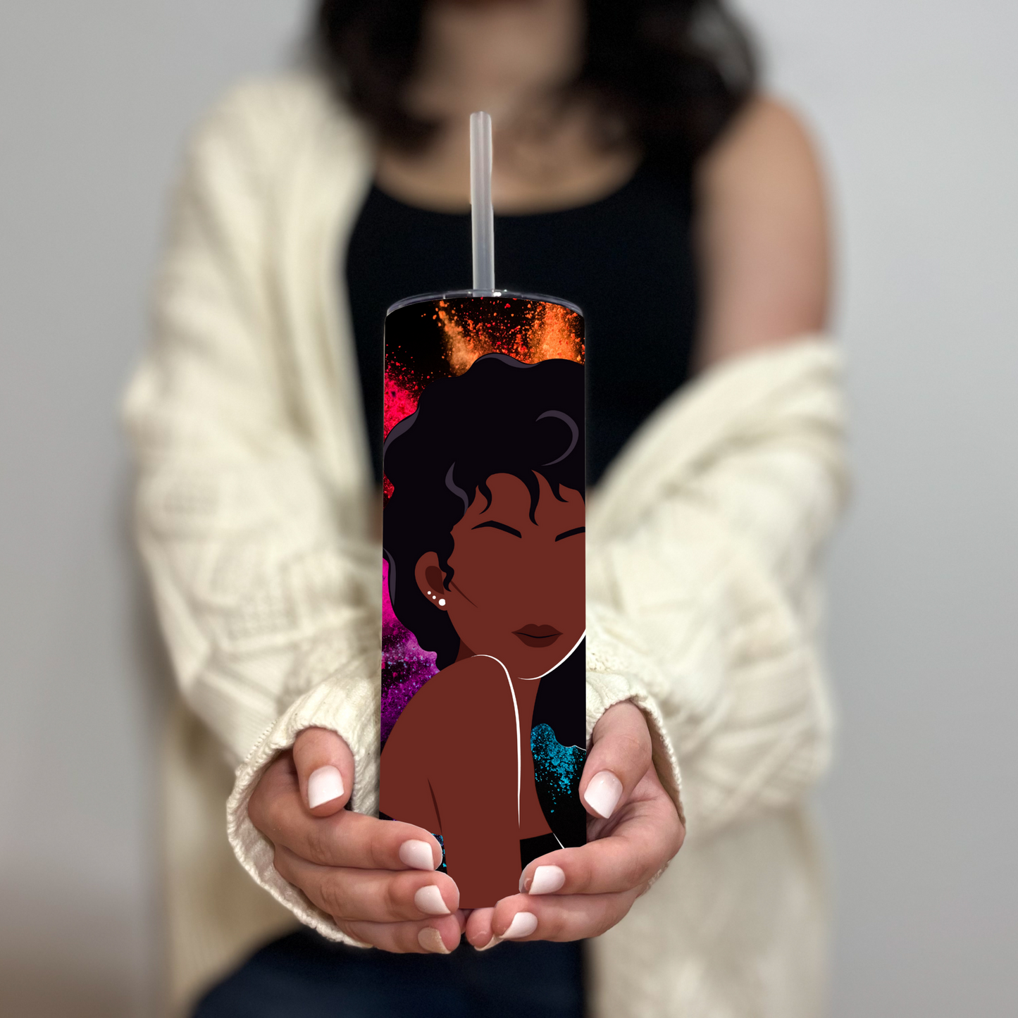 Tumbler Drinkware - Afrocentric Black Beauty Color Splash 20oz - Sippincity