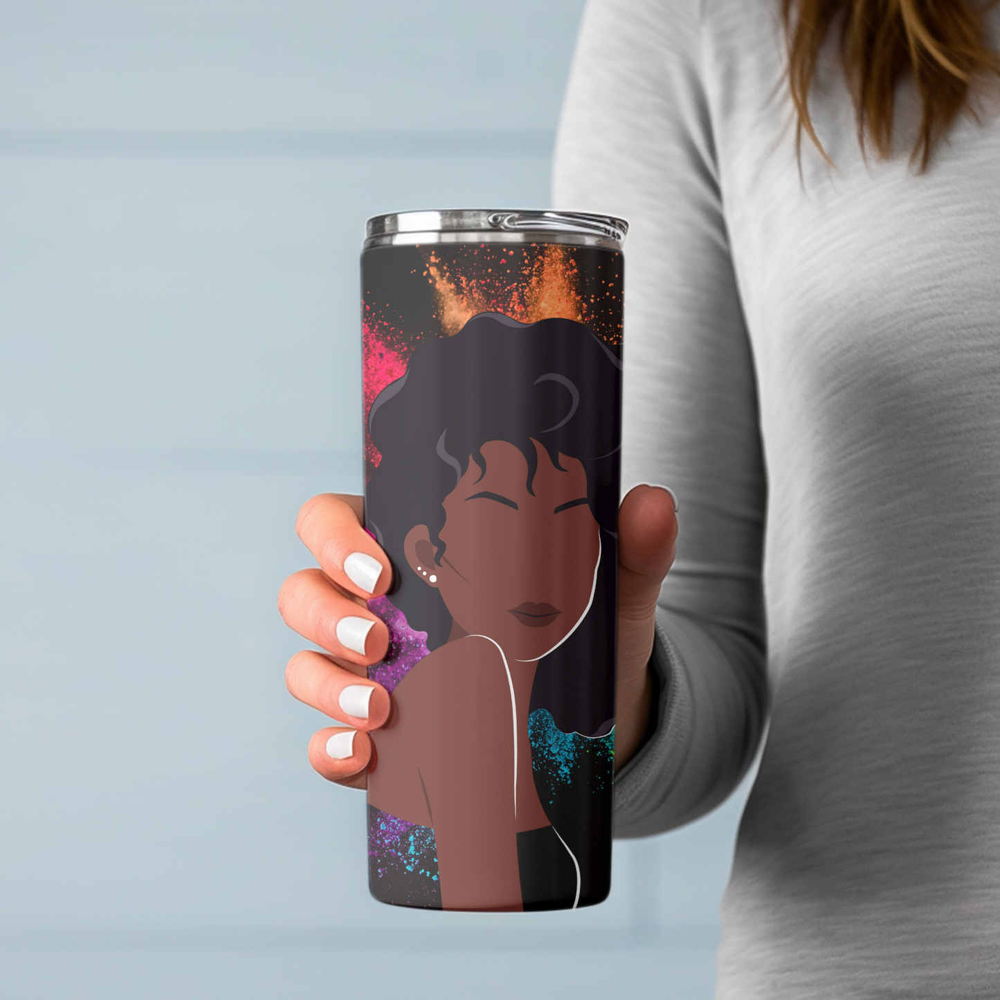 Tumbler Drinkware - Afrocentric Black Beauty Color Splash 20oz - Sippincity