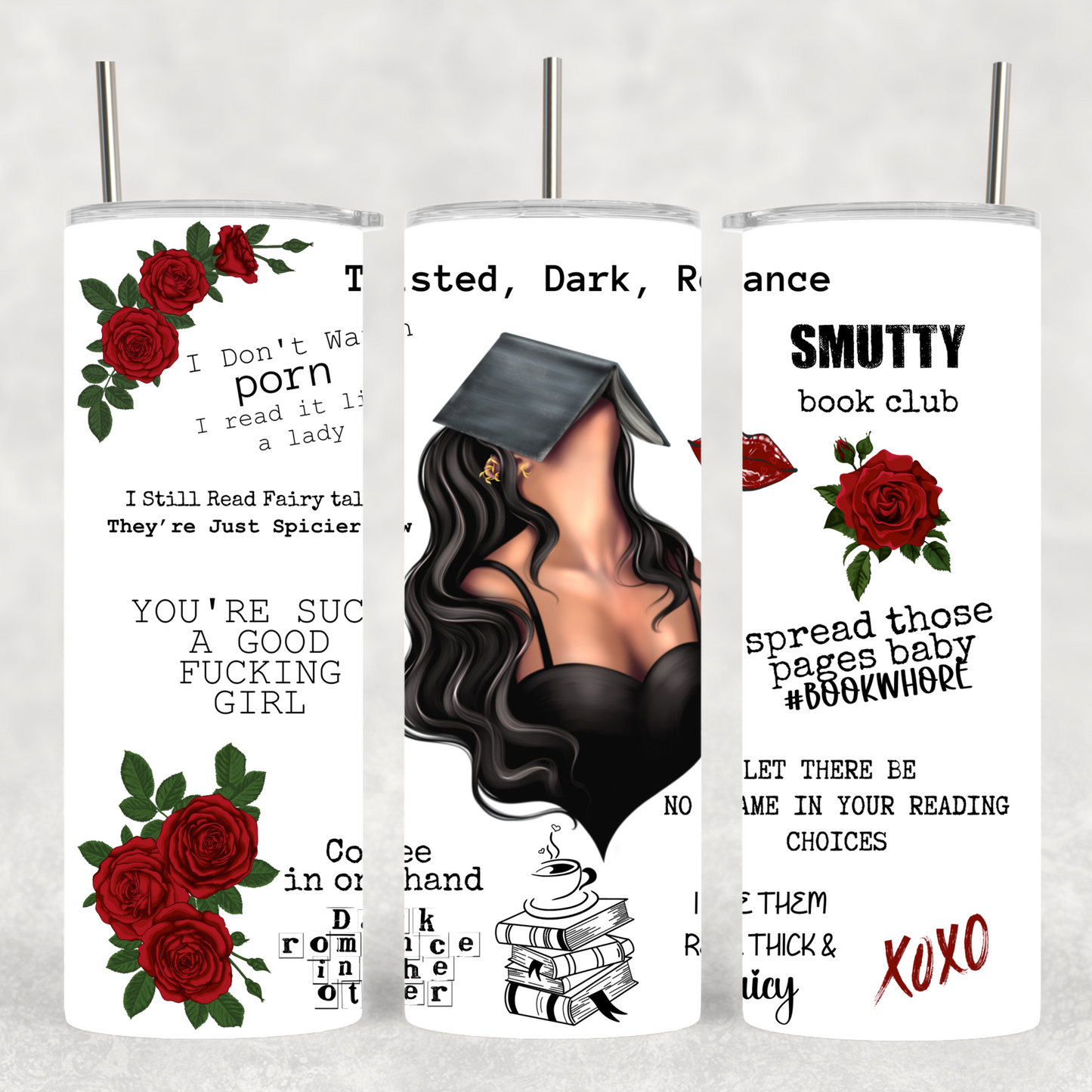 Smut Slut Book Reader 20 oz Skinny Tumbler – Spicy Book Lover Cup - Sippincity