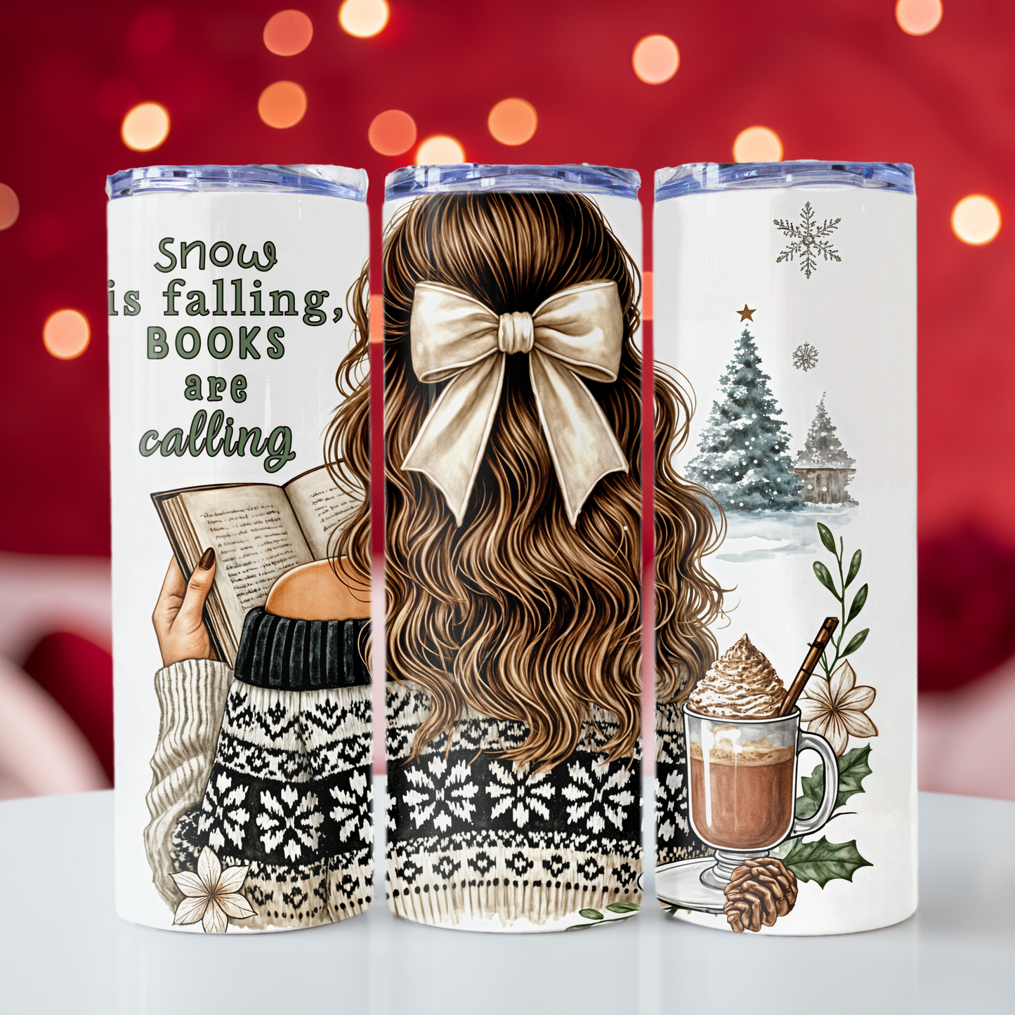 Cozy Winter Book Lover 20 oz Skinny Tumbler – Holiday Reading Vibes - Sippincity