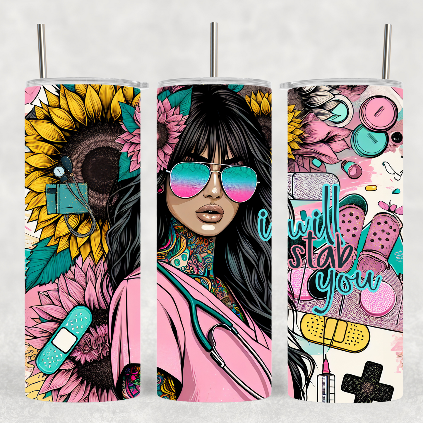 Funny Nurse I Will Stab You Skinny Tumbler - Sippincity