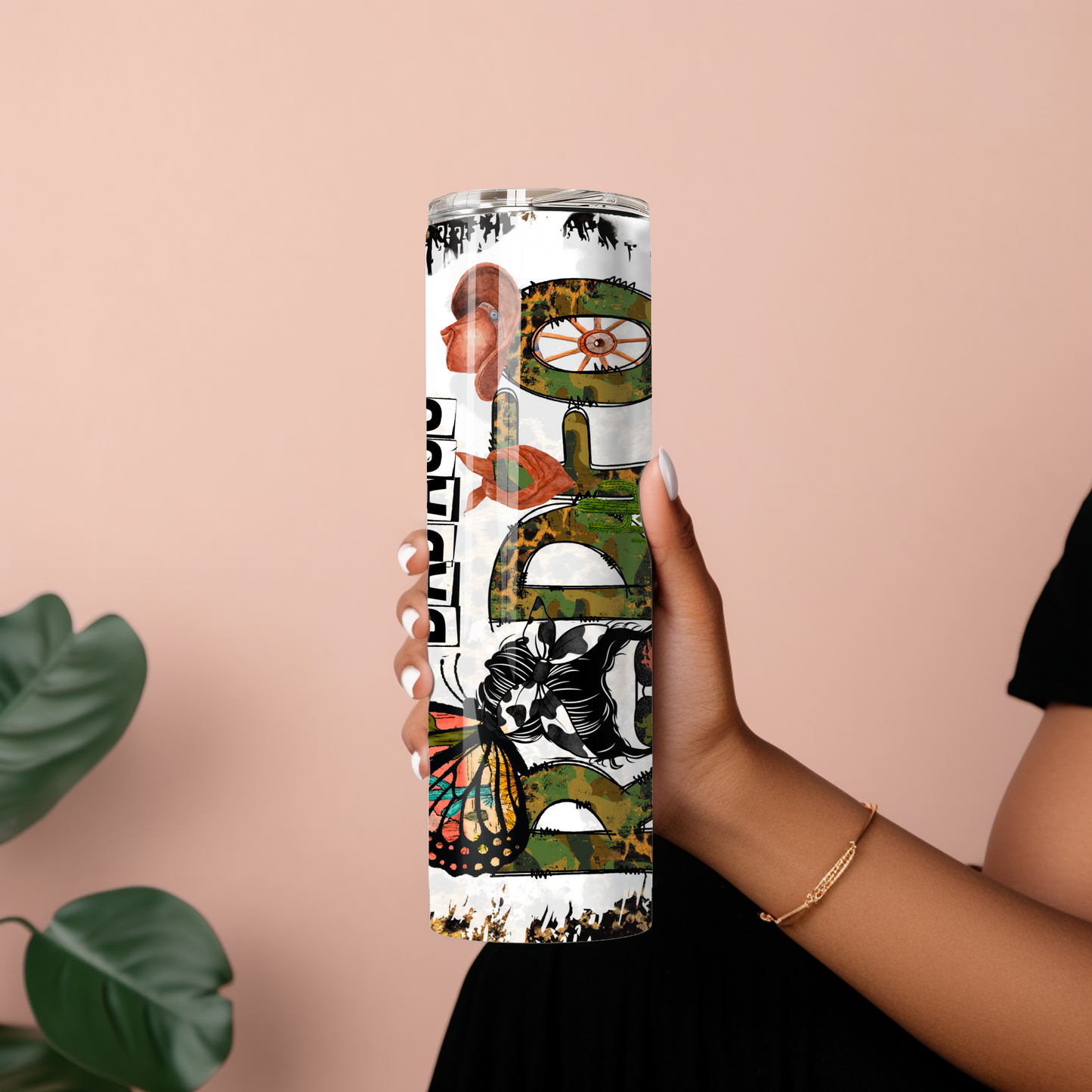 Badass Rodeo Mom Cup – Rustic Western Stainless Steel Tumbler with Messy Bun Design - Sippincity