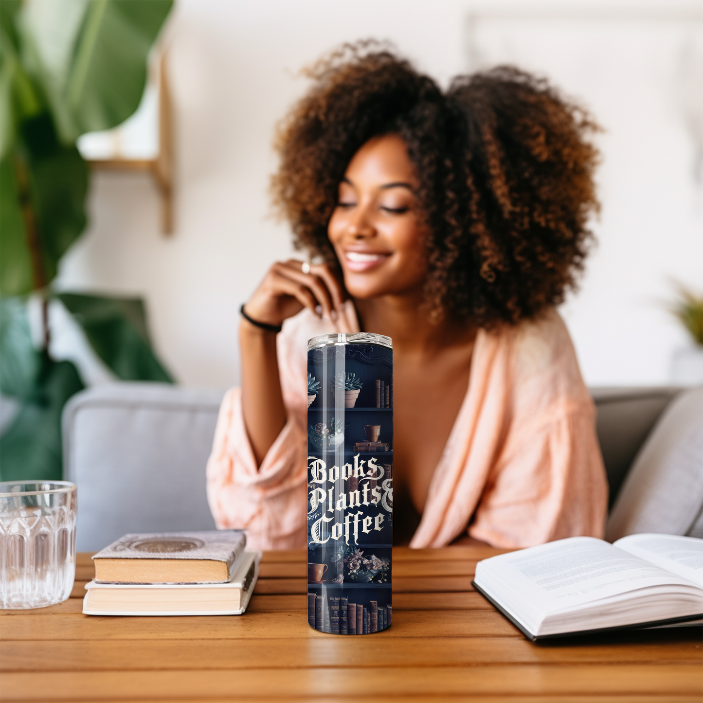 Books Plants Coffee 20oz Skinny Tumbler with Straw - Sippincity