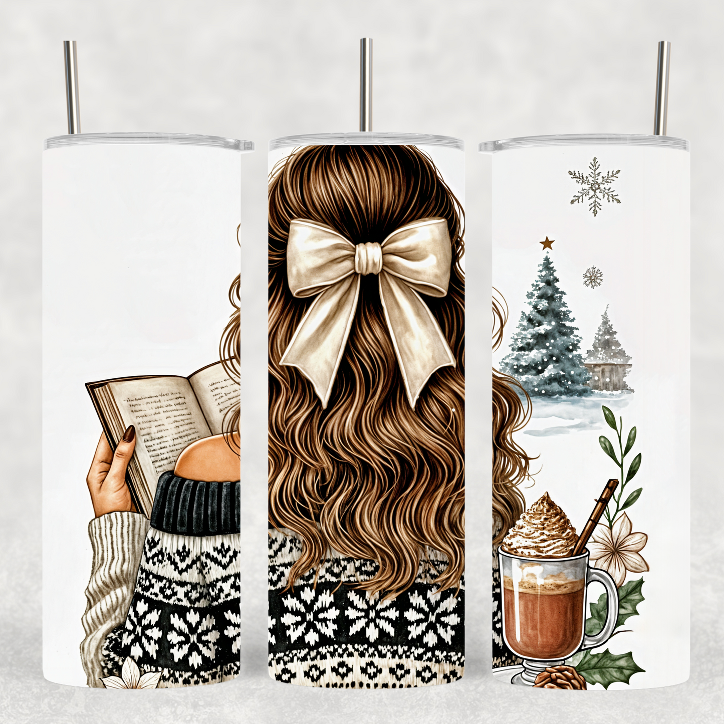Festive Christmas Book Lover Tumbler-Cozy Reading & Coffee Mug - Sippincity