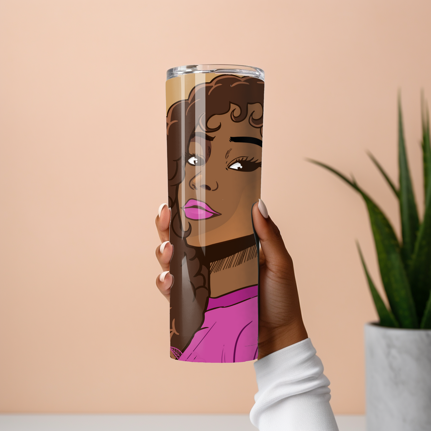Curly Hair Beauty Tumbler – Stylish Brown Skin Art - Sippincity