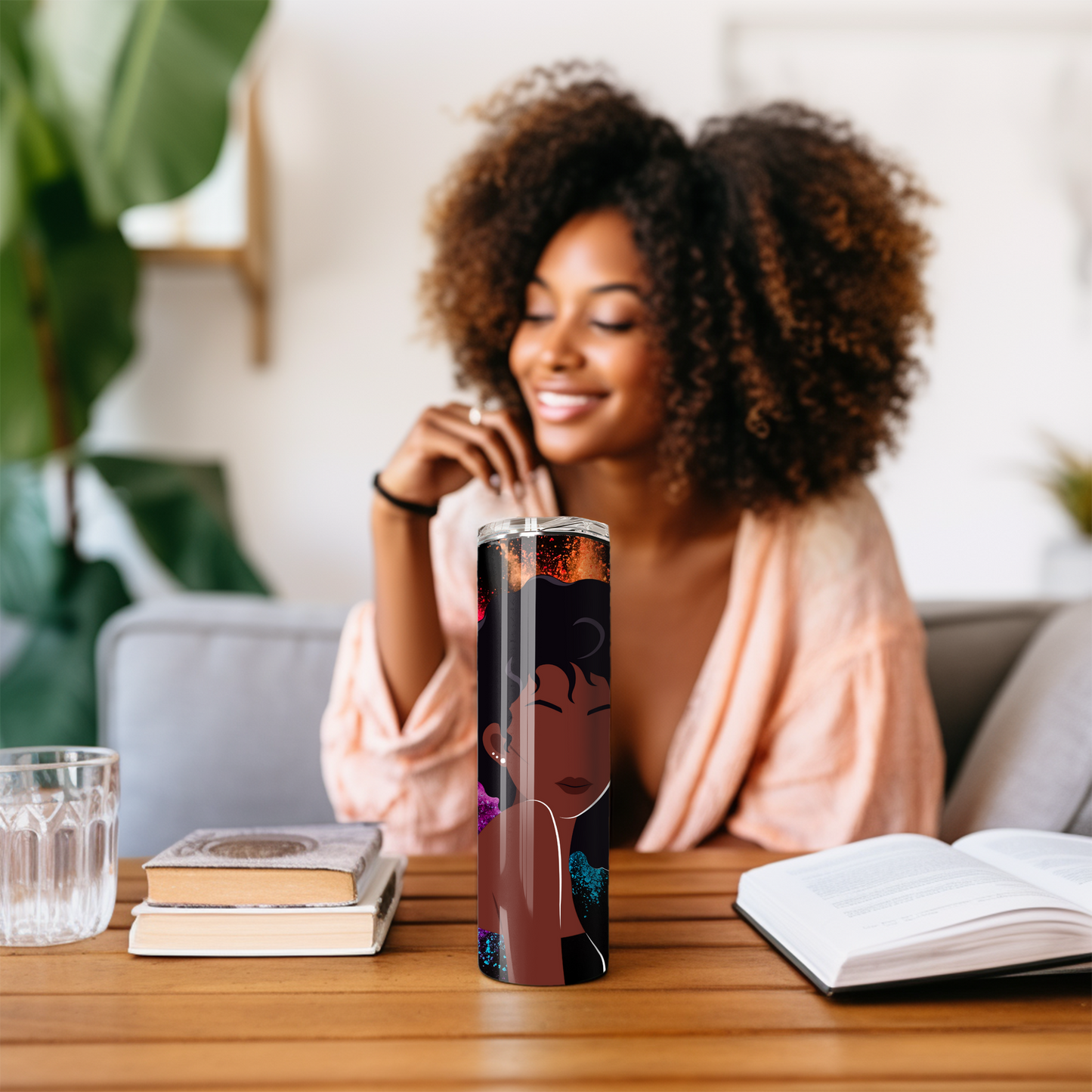 Tumbler Drinkware - Afrocentric Black Beauty Color Splash 20oz - Sippincity