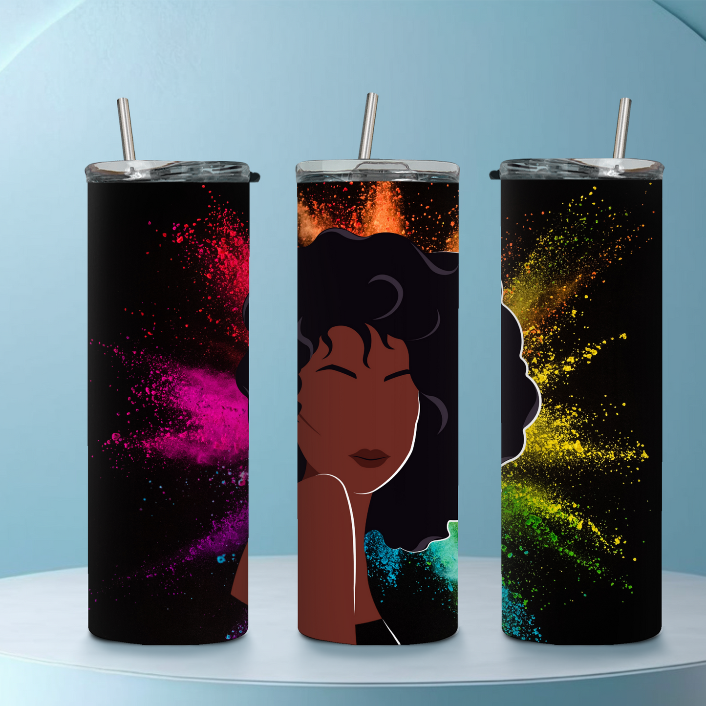 Tumbler Drinkware - Afrocentric Black Beauty Color Splash 20oz - Sippincity