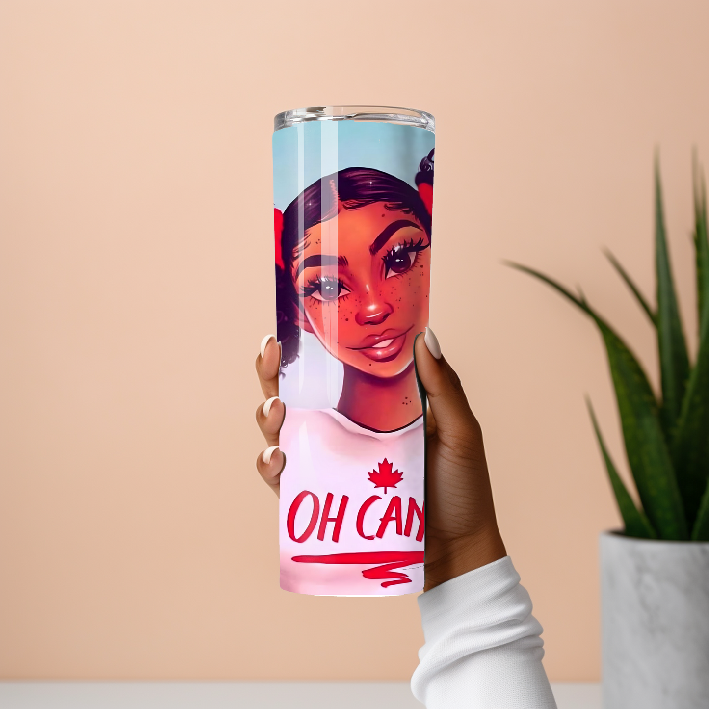 Afro Puff 20 oz Skinny Tumbler – Black Canadian Melanin Queen Gift Cup - Sippincity