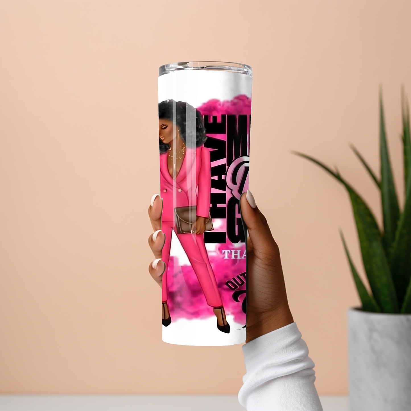 Afro Boss Babe Pink Tumbler - Million Dollar Goals Motivation - Sippincity