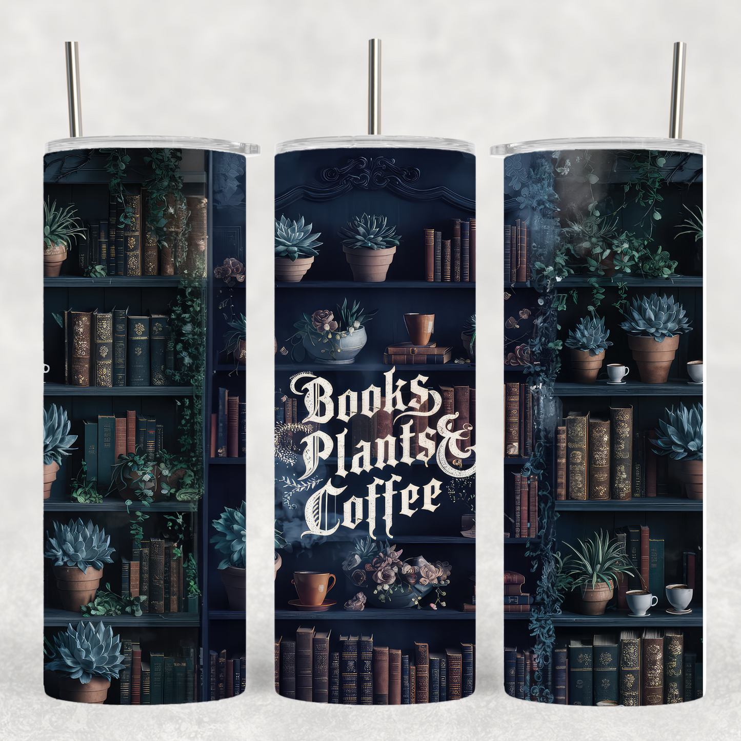 Books Plants Coffee 20oz Skinny Tumbler with Straw - Sippincity