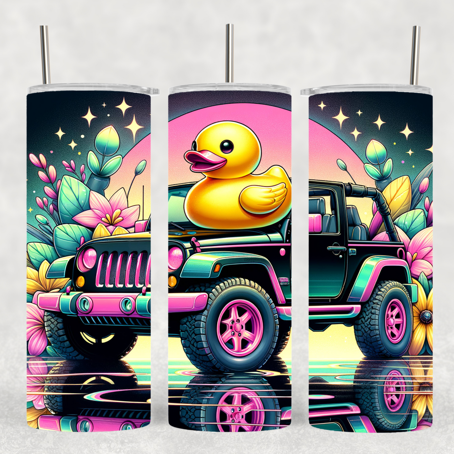 Happy Duck Tumbler 20 oz Skinny Yellow Duck Travel Cup - Sippincity