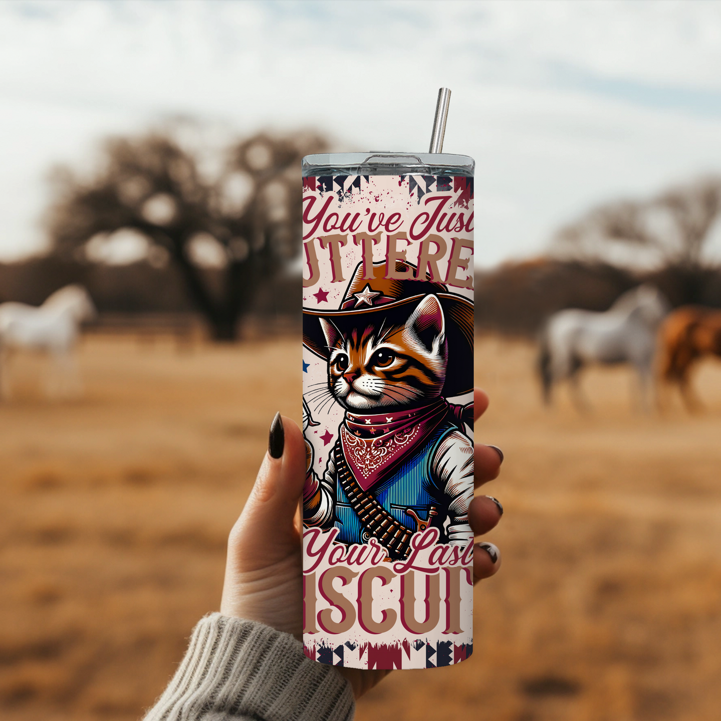 Buttered Your Last Biscuit Cat Tumbler – 20 oz Funny Southern Cat Design, Sassy Cat Lover Gift - Sippincity
