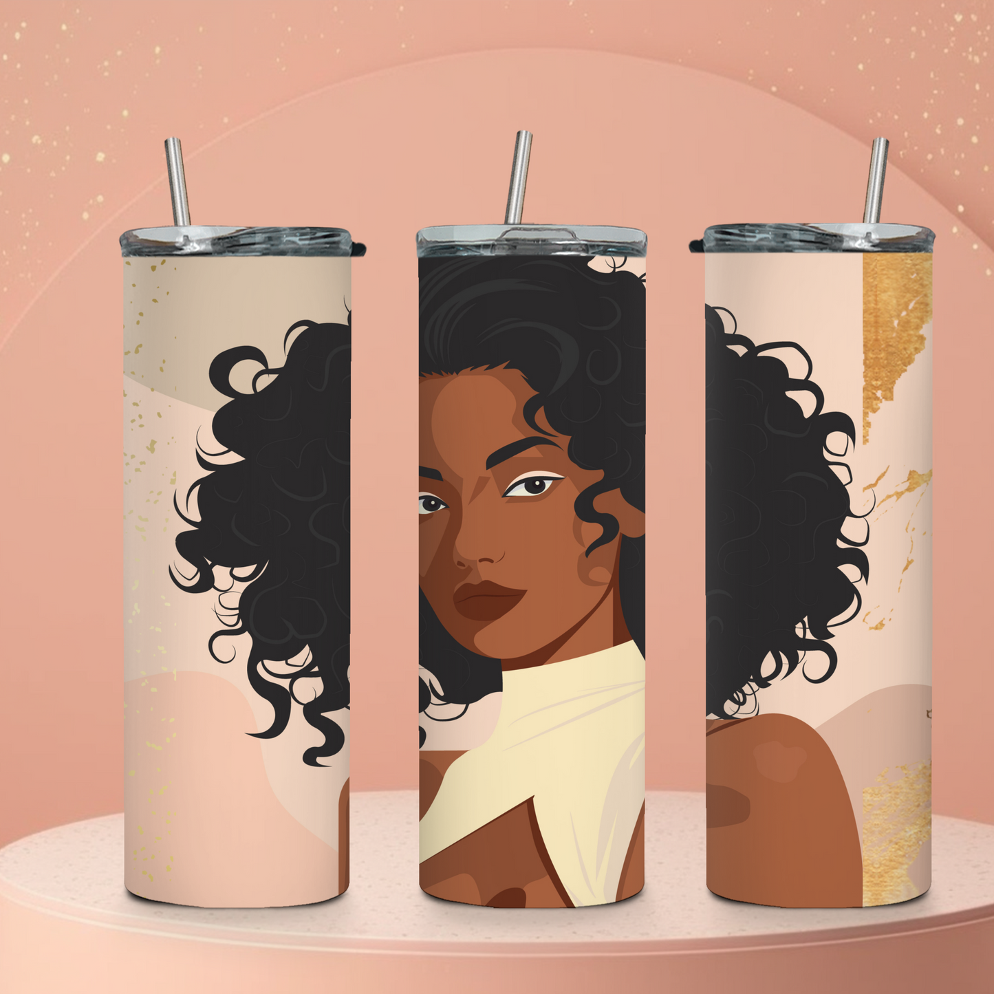 Melanin Poppin 20 oz Skinny Tumbler – Afrocentric Stainless Steel Cup - Sippincity