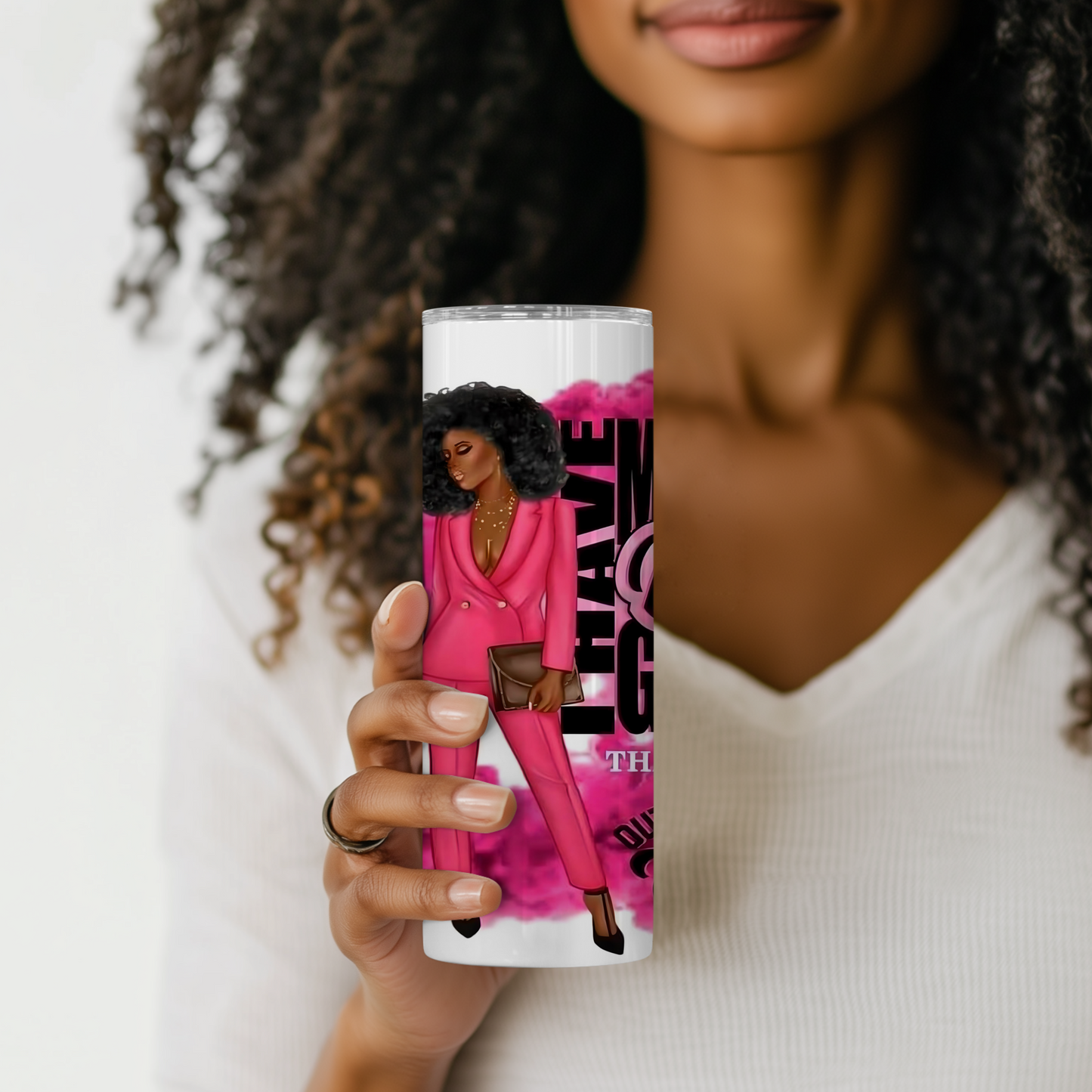 Afro Boss Babe Pink Tumbler - Million Dollar Goals Motivation - Sippincity