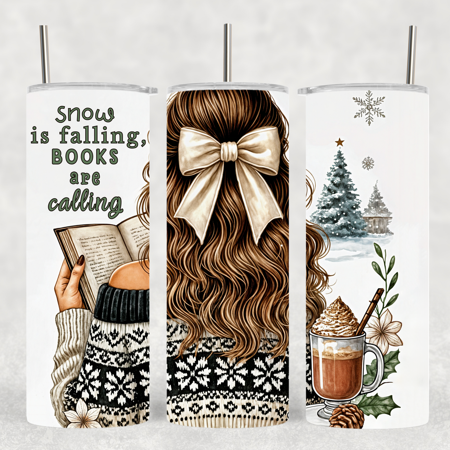 Cozy Winter Book Lover 20 oz Skinny Tumbler – Holiday Reading Vibes - Sippincity
