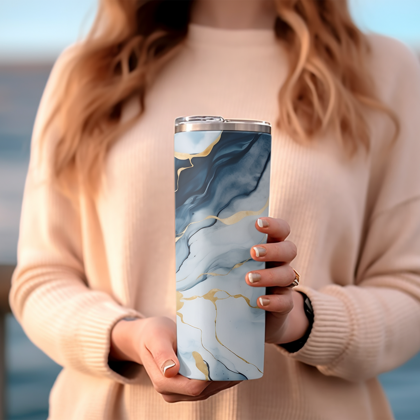 Colorful Blue Marble Insulated Tumbler – 20 oz - Sippincity