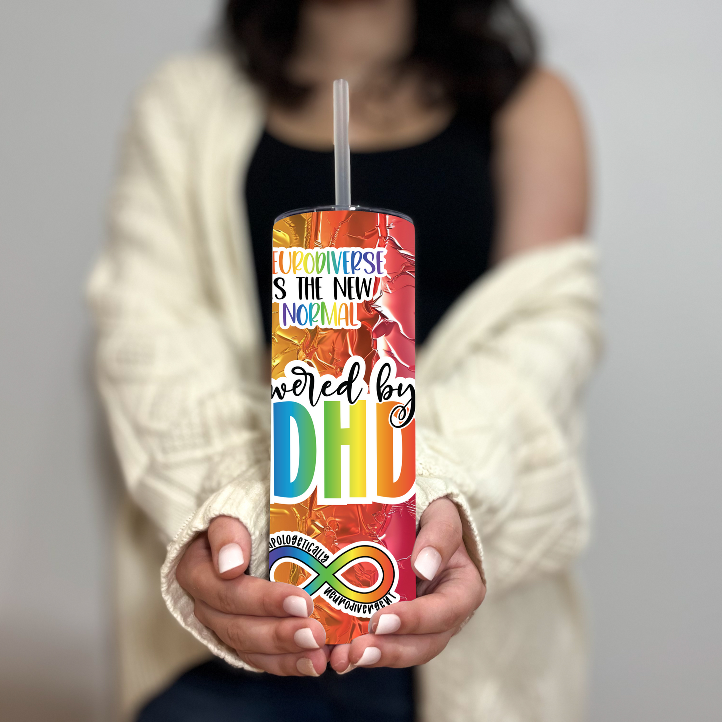Powered by ADHD Tumbler - Neurodivergent Drinkware for Focus & Fun - Sippincity