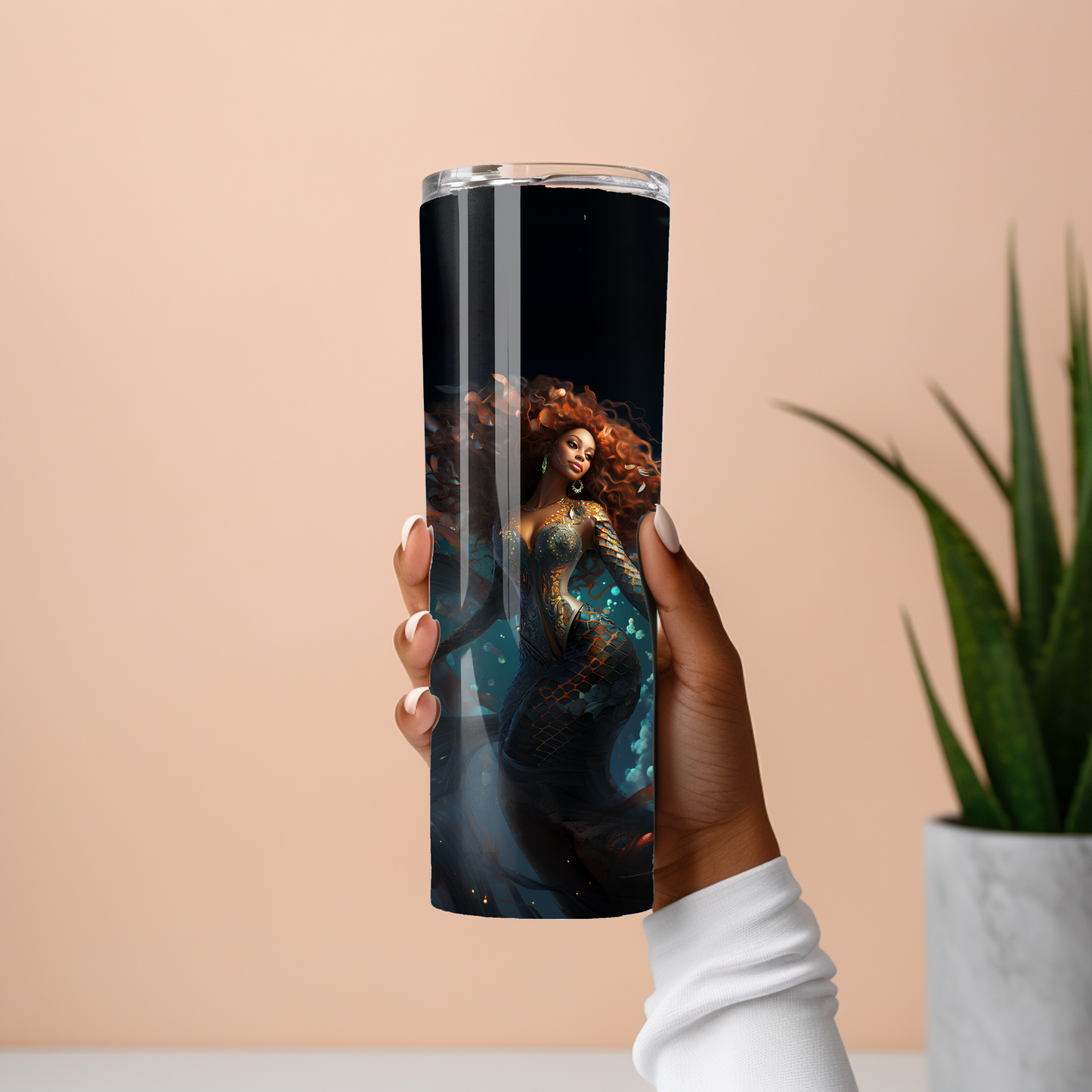 Fairycore Black Mermaid Tumbler Black Girl Magic – 20oz Skinny Cup with Lids & Straw - Sippincity