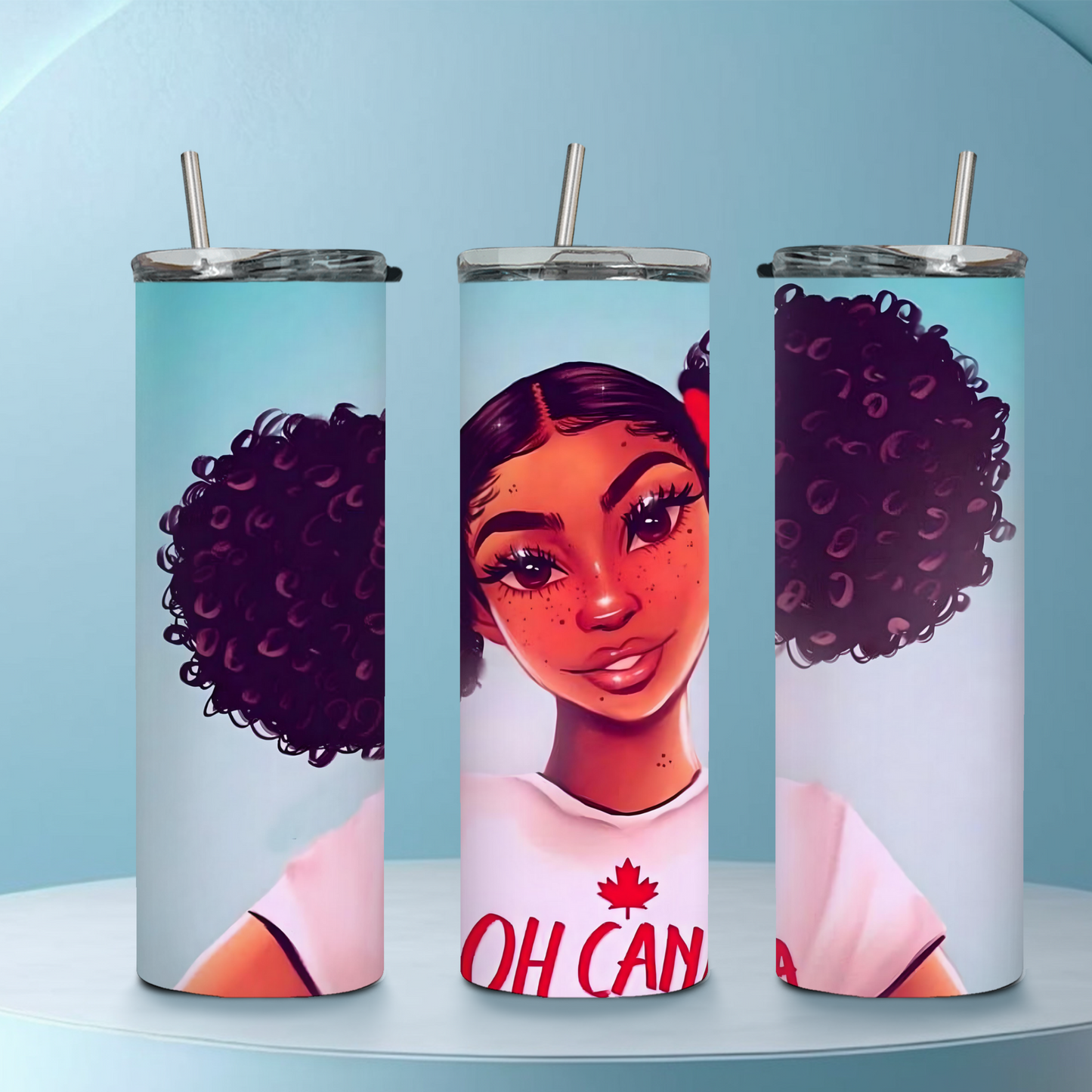 Afro Puff 20 oz Skinny Tumbler – Black Canadian Melanin Queen Gift Cup - Sippincity