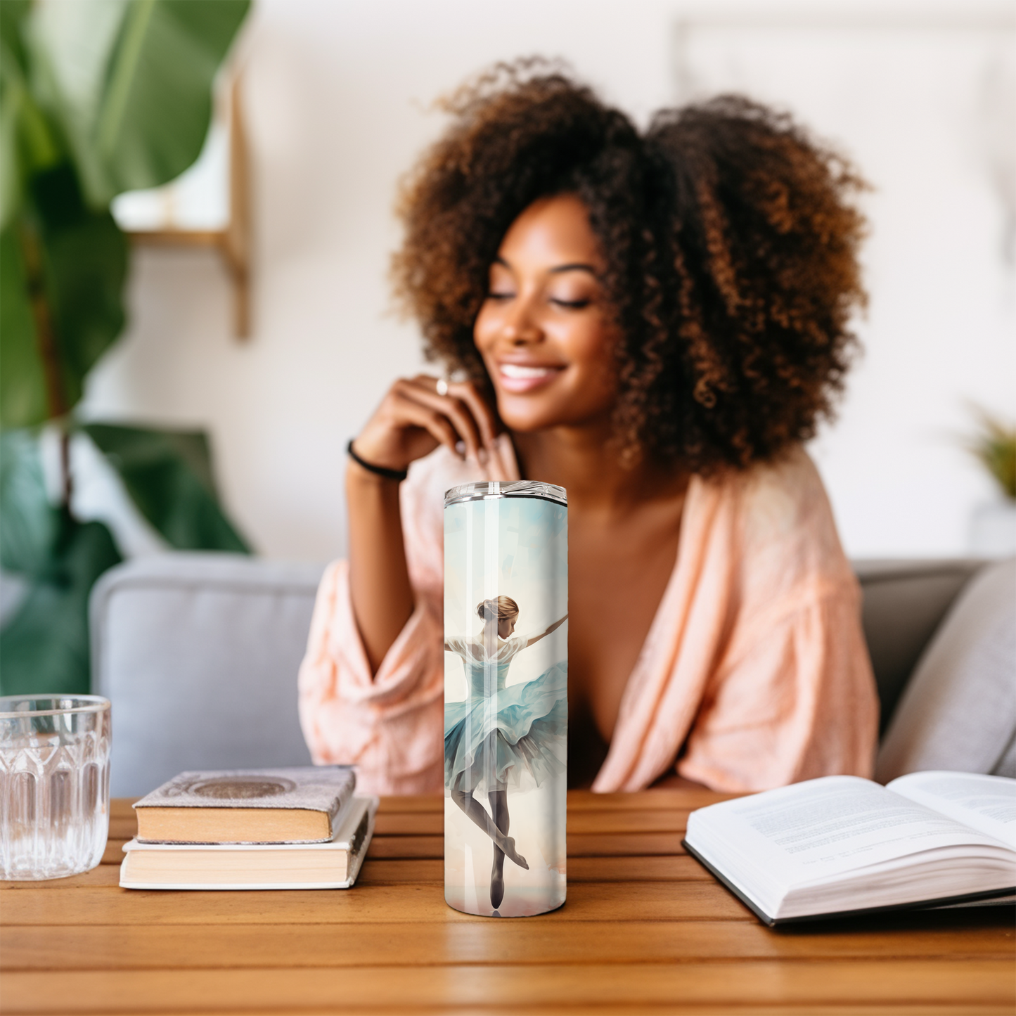 Ballet performance tumbler with soft dreamy design
