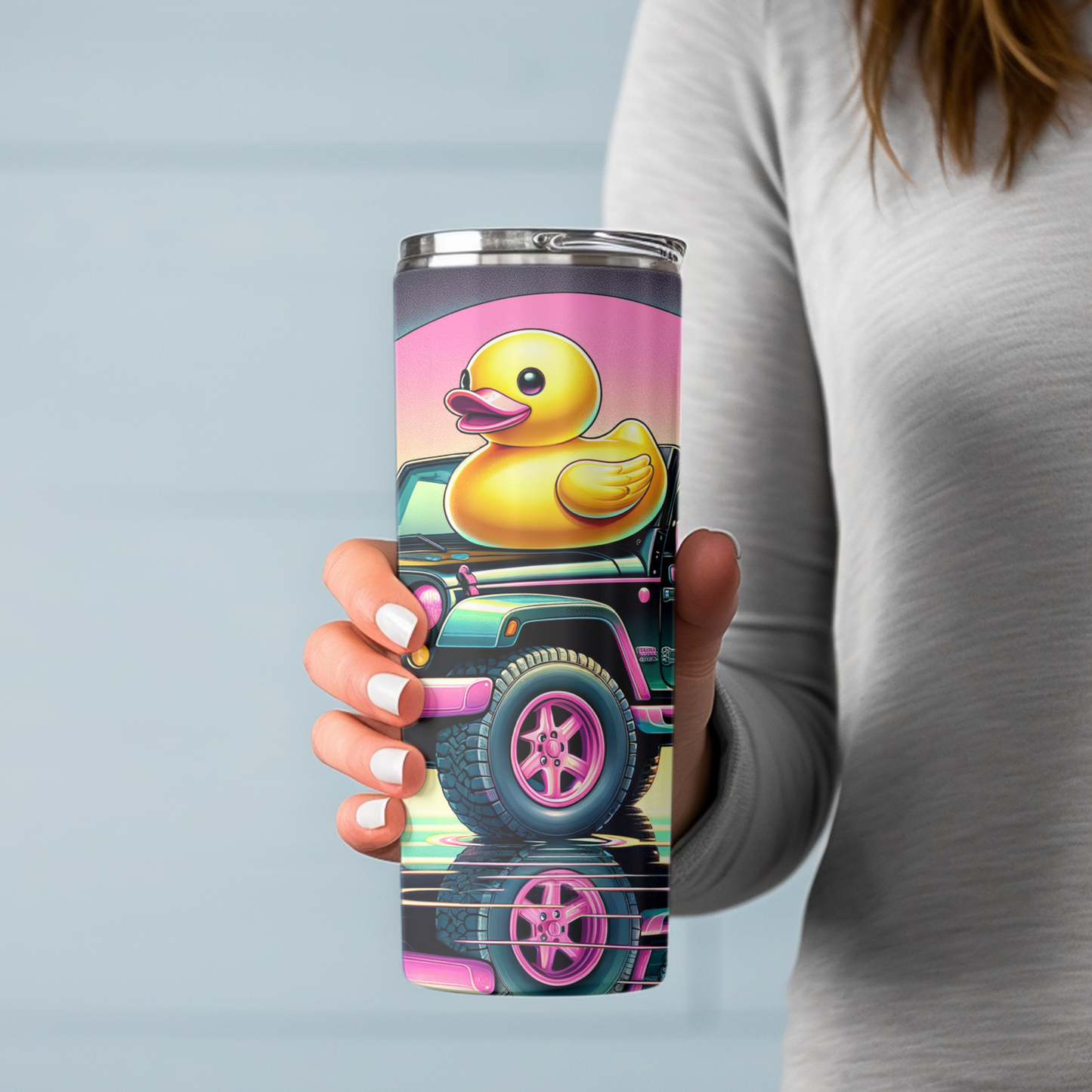 Happy Duck Tumbler 20 oz Skinny Yellow Duck Travel Cup - Sippincity