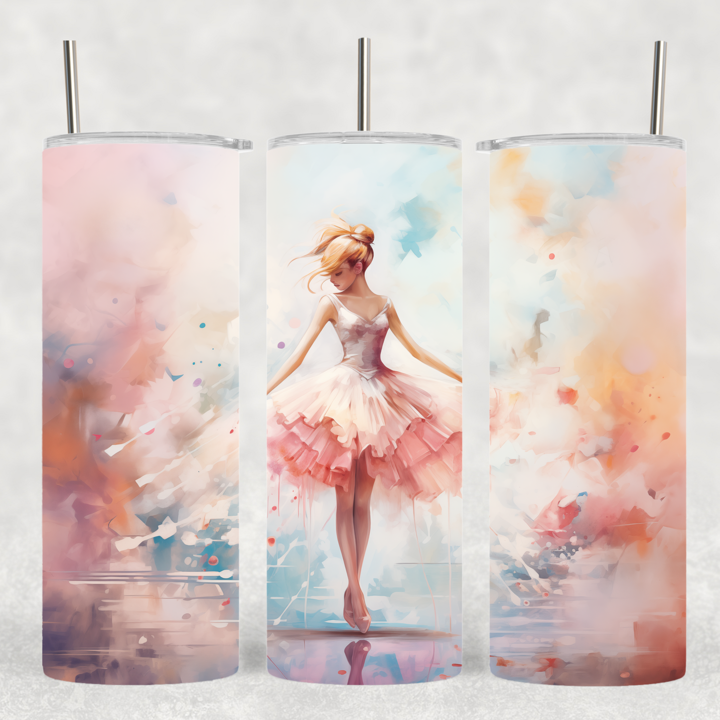 elegant 3D ballerina stainless tumbler in pastel finish