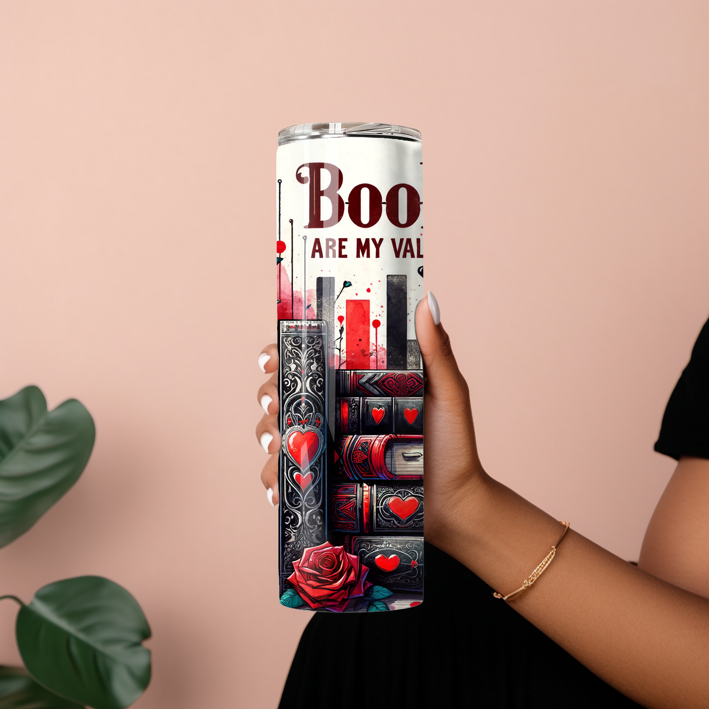 Romantic Book-Themed 20 oz Tumbler – Books Are My Valentine - Sippincity