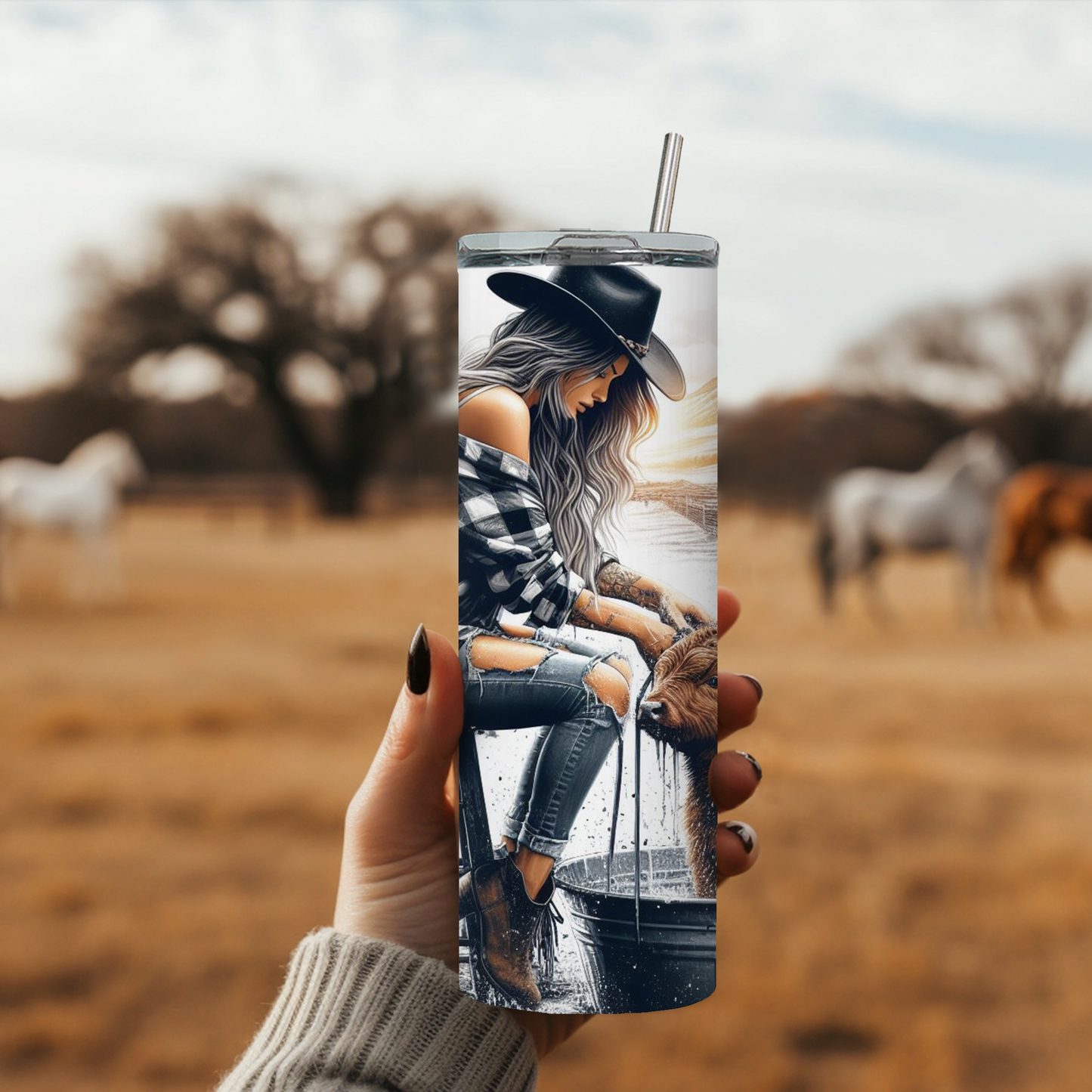 Farm Girl 20 oz Tumbler – Cute Highland Cow Coffee Cup for Western Women - Sippincity