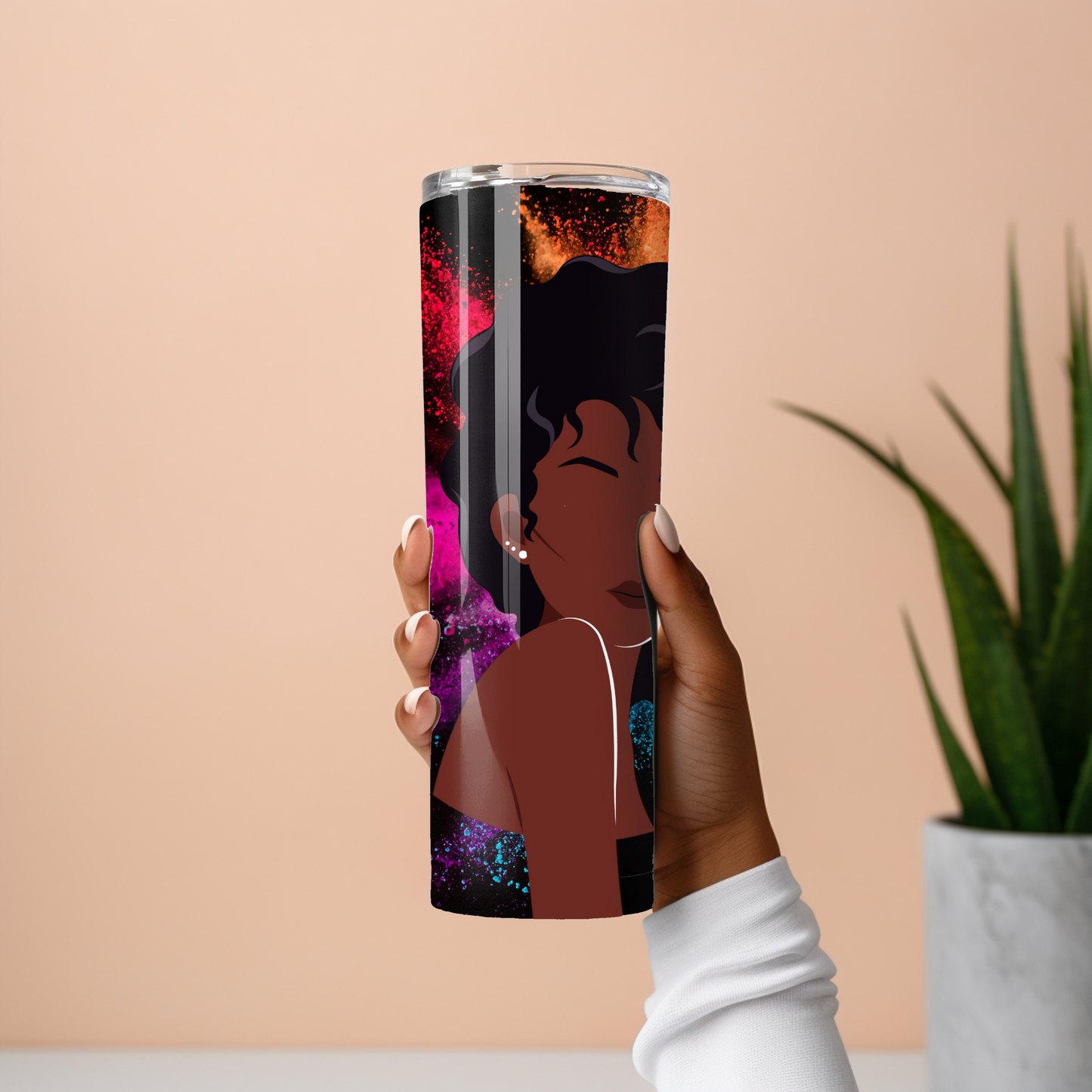 Tumbler Drinkware - Afrocentric Black Beauty Color Splash 20oz - Sippincity