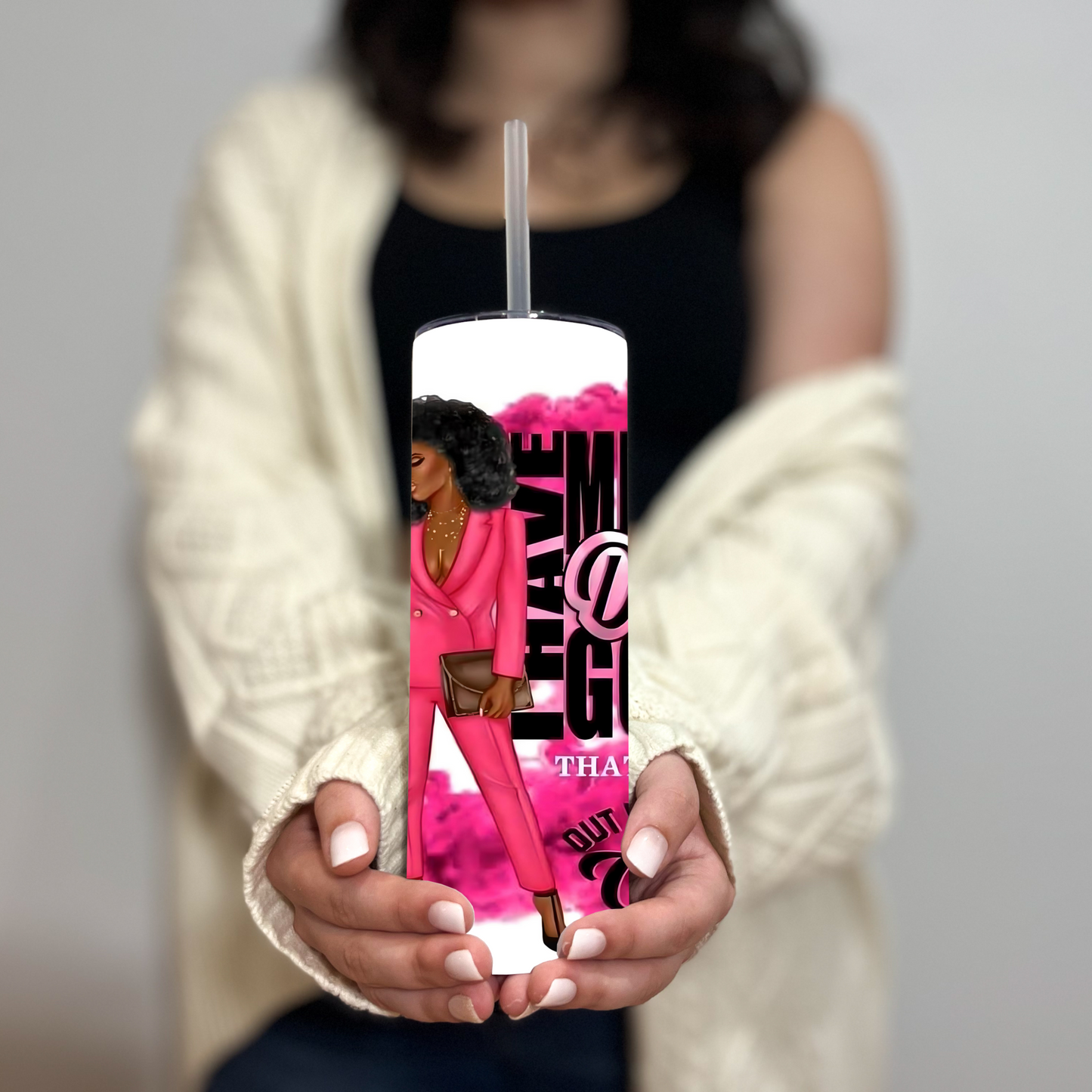 Afro Boss Babe Pink Tumbler - Million Dollar Goals Motivation - Sippincity