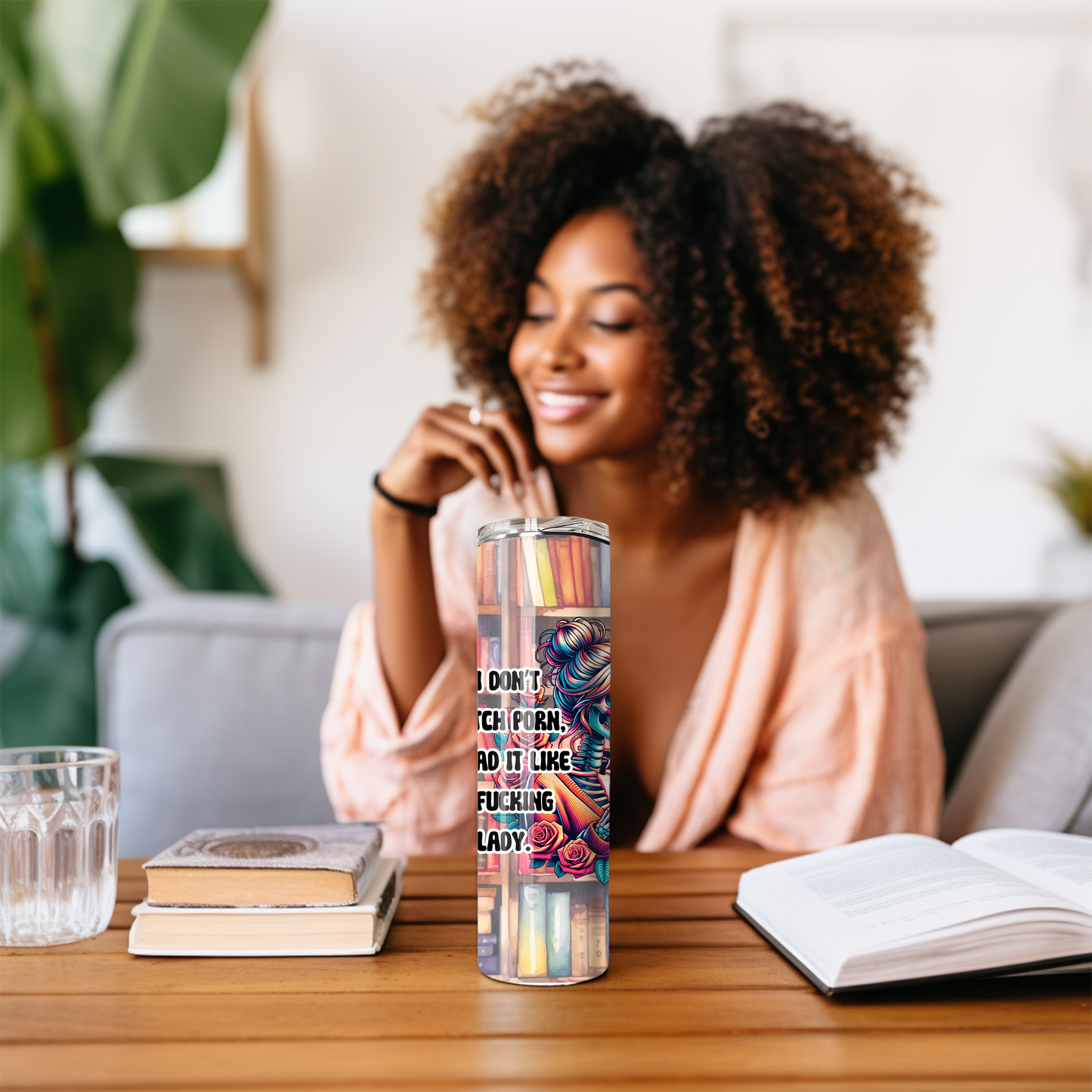 Funny Book Lover Tumbler – “I Don’t Watch Porn, I Read It” Skeleton & Bookshelf - Sippincity