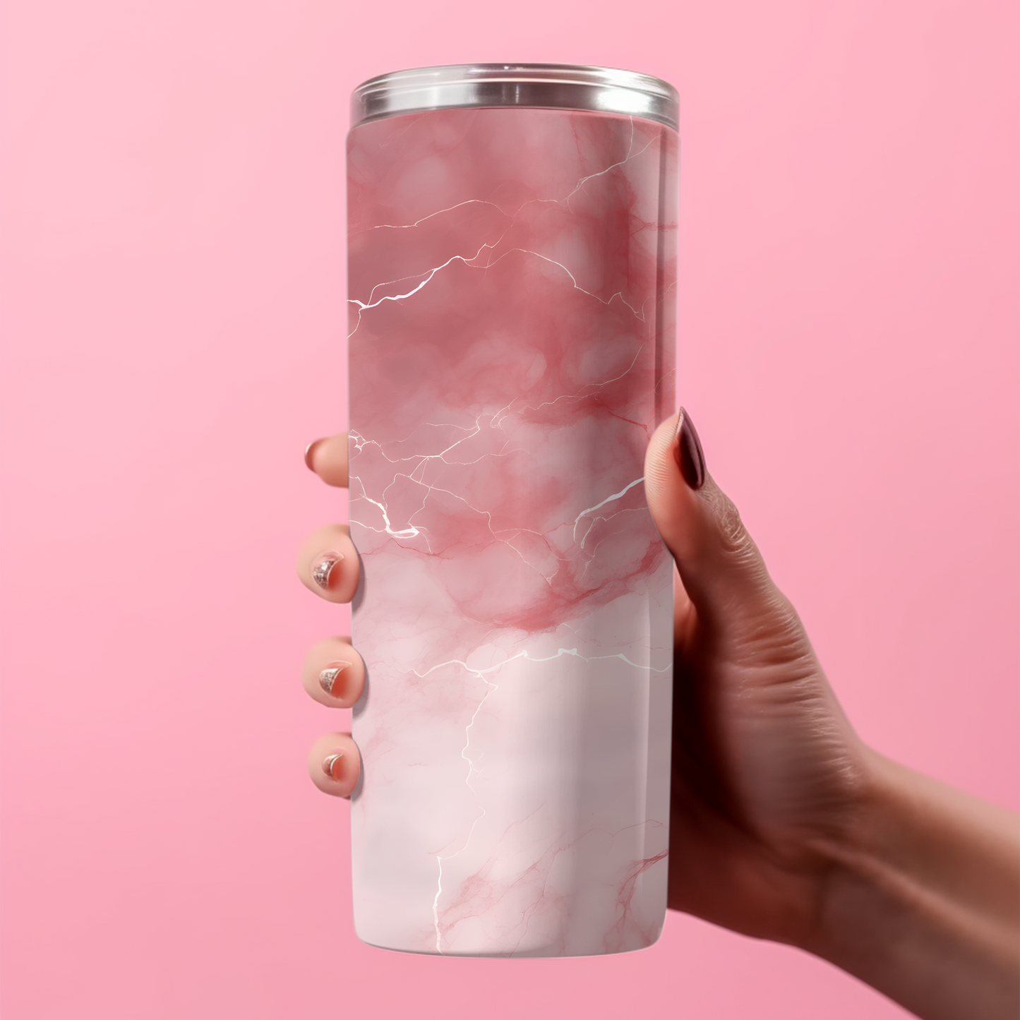 Colorful Pink Marble Travel Tumbler – Perfect for On-the-Go - Sippincity