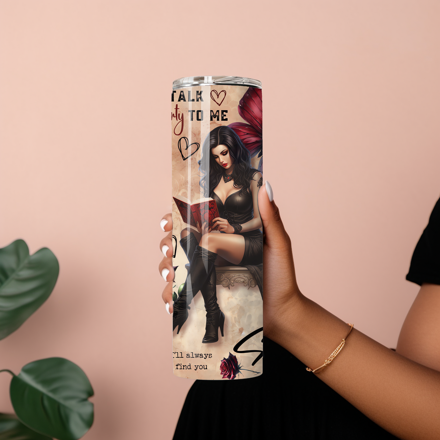 Dark Romance Reader Tumbler - 20 oz Skinny Insulated Cup for Book Lovers - Sippincity