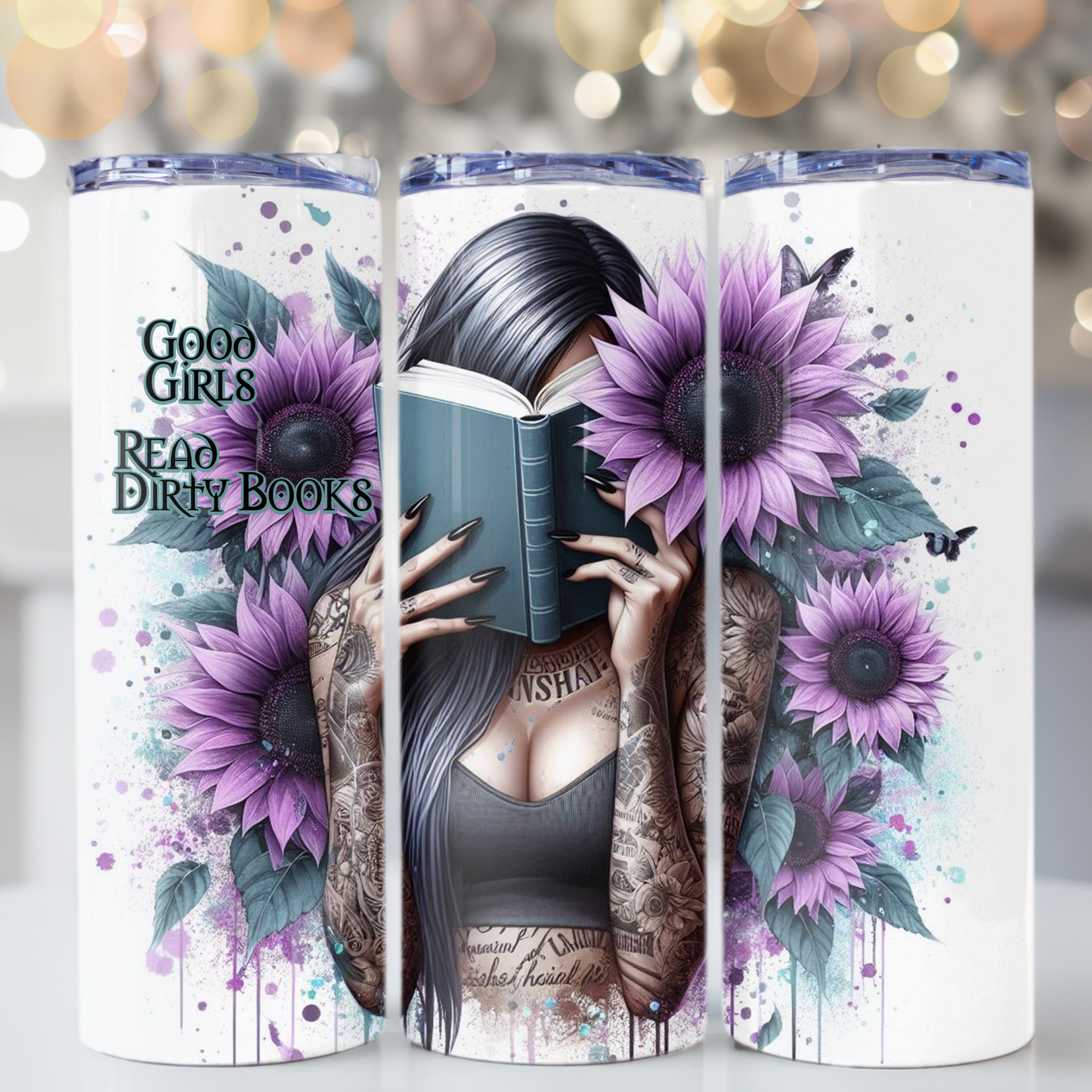 Good Girls Read Skinny Tumbler with Straw - 20oz Floral Design for Book Lovers - Sippincity