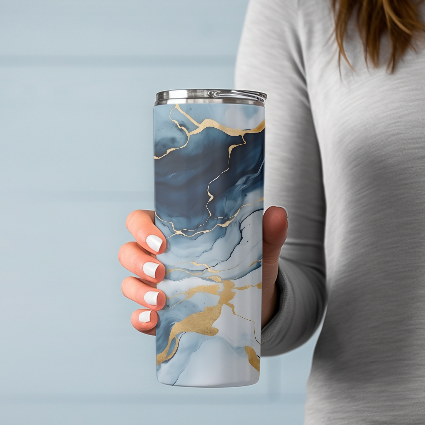 Colorful Blue Marble Insulated Tumbler – 20 oz - Sippincity