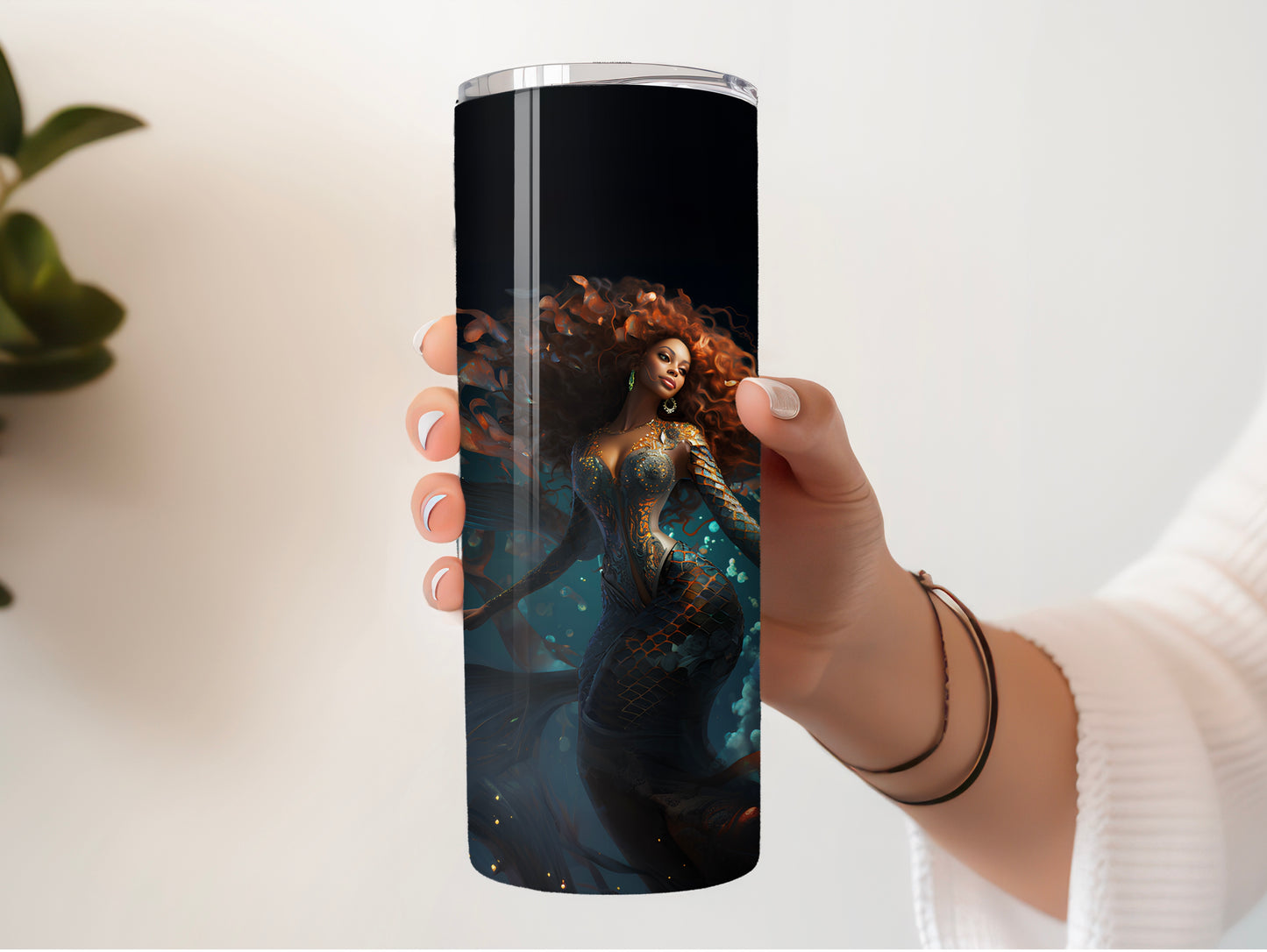 Fairycore Black Mermaid Tumbler Black Girl Magic – 20oz Skinny Cup with Lids & Straw - Sippincity
