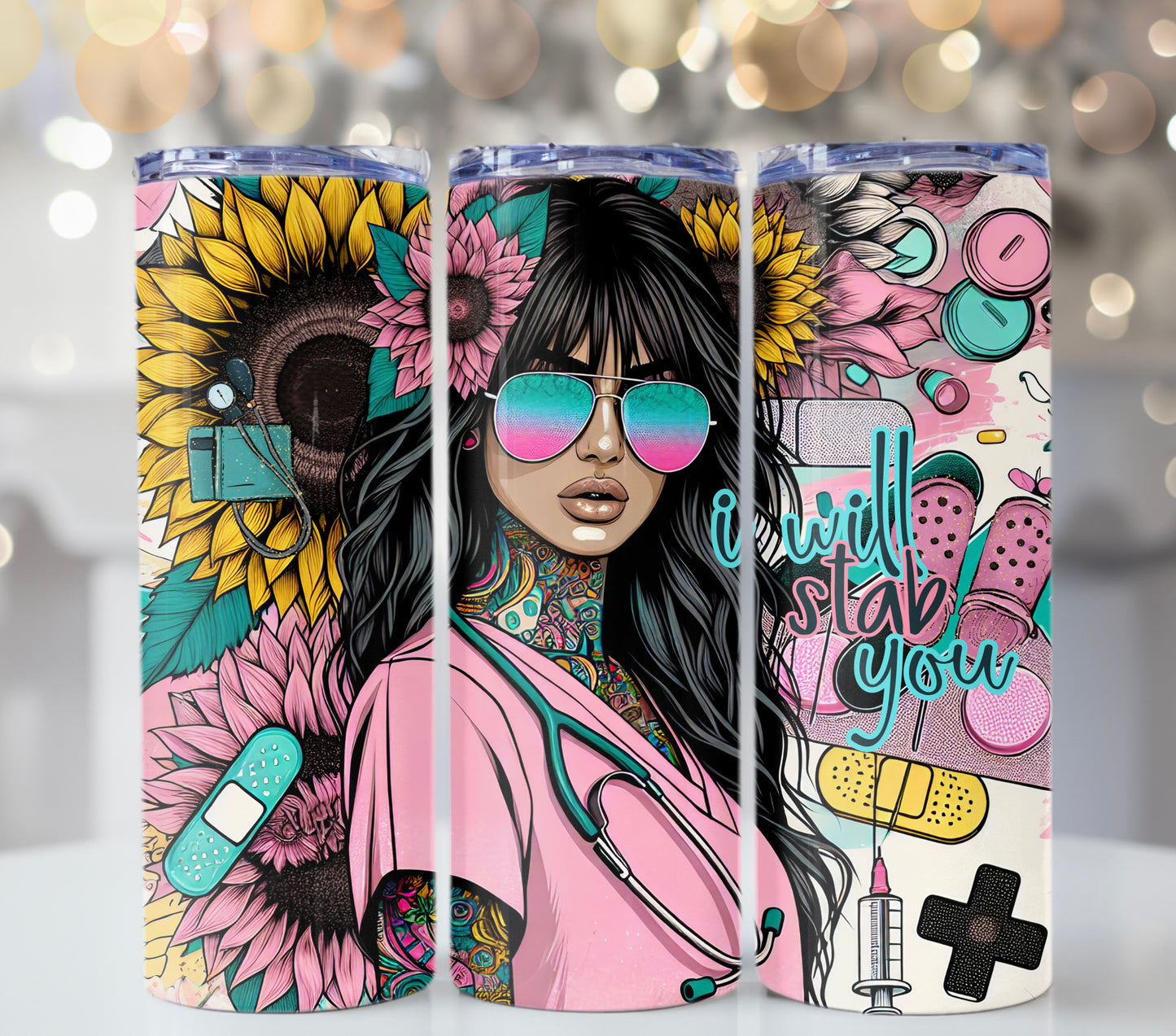 Funny Nurse I Will Stab You Skinny Tumbler - Sippincity