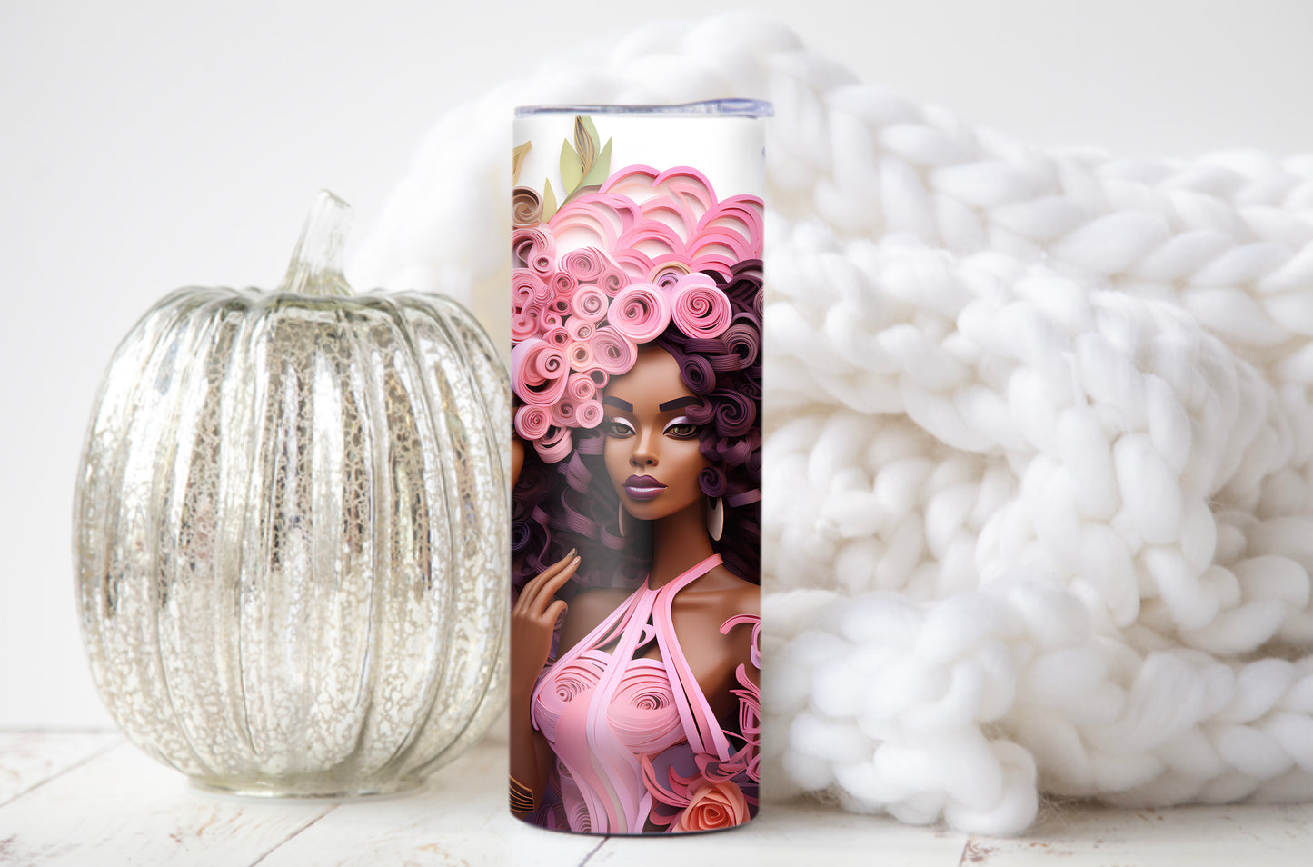 3D Melanin Beauty Tumbler – 20oz Black Girl Cup