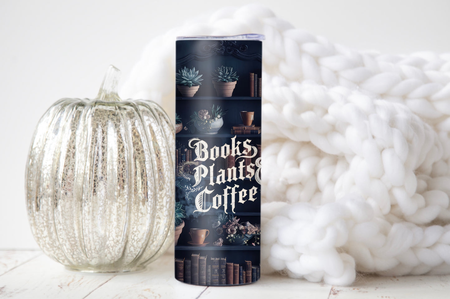 Books Plants Coffee 20oz Skinny Tumbler with Straw - Sippincity