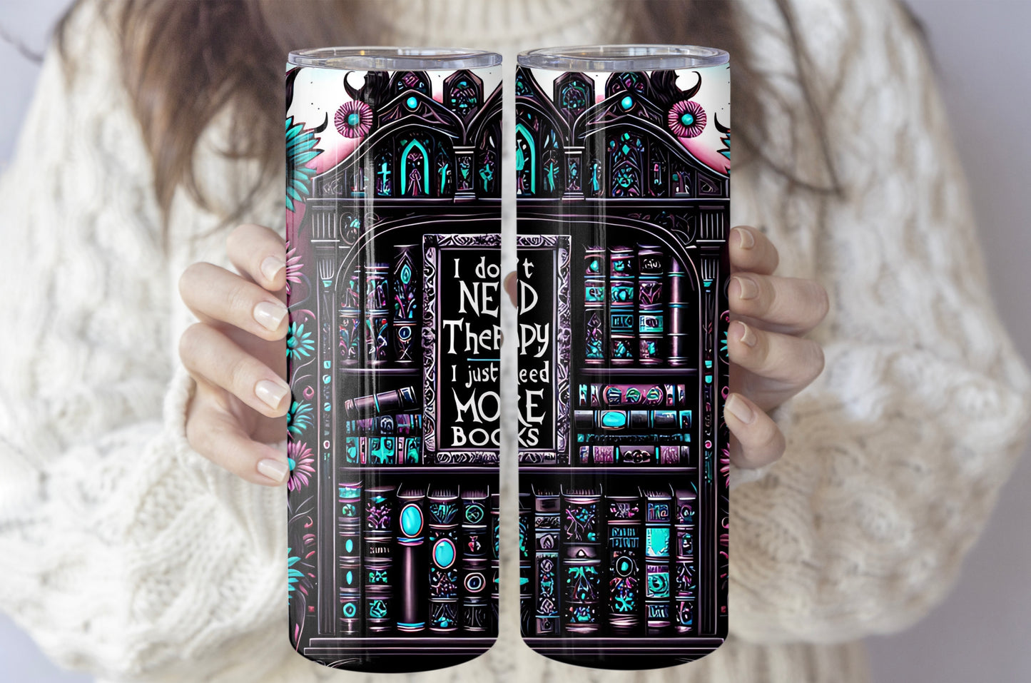 Reading Lover Tumbler - I Don’t Need More Therapy, I Just Need Books - Bookish Gift Idea - Sippincity