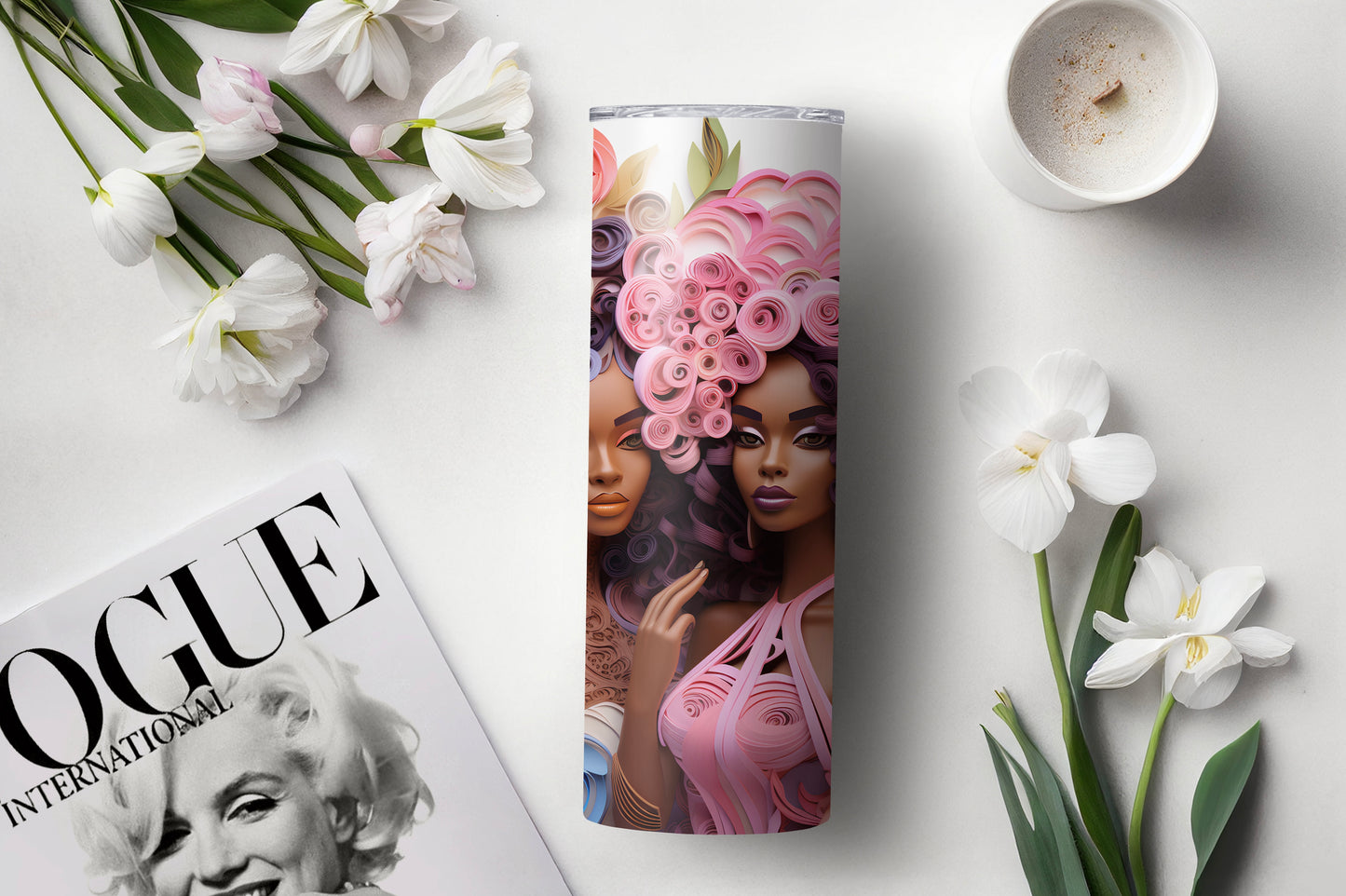 3D Melanin Beauty Tumbler – 20oz Black Girl Cup