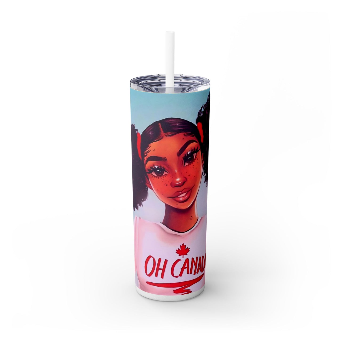 Afro Puff 20 oz Skinny Tumbler – Black Canadian Melanin Queen Gift Cup - Sippincity
