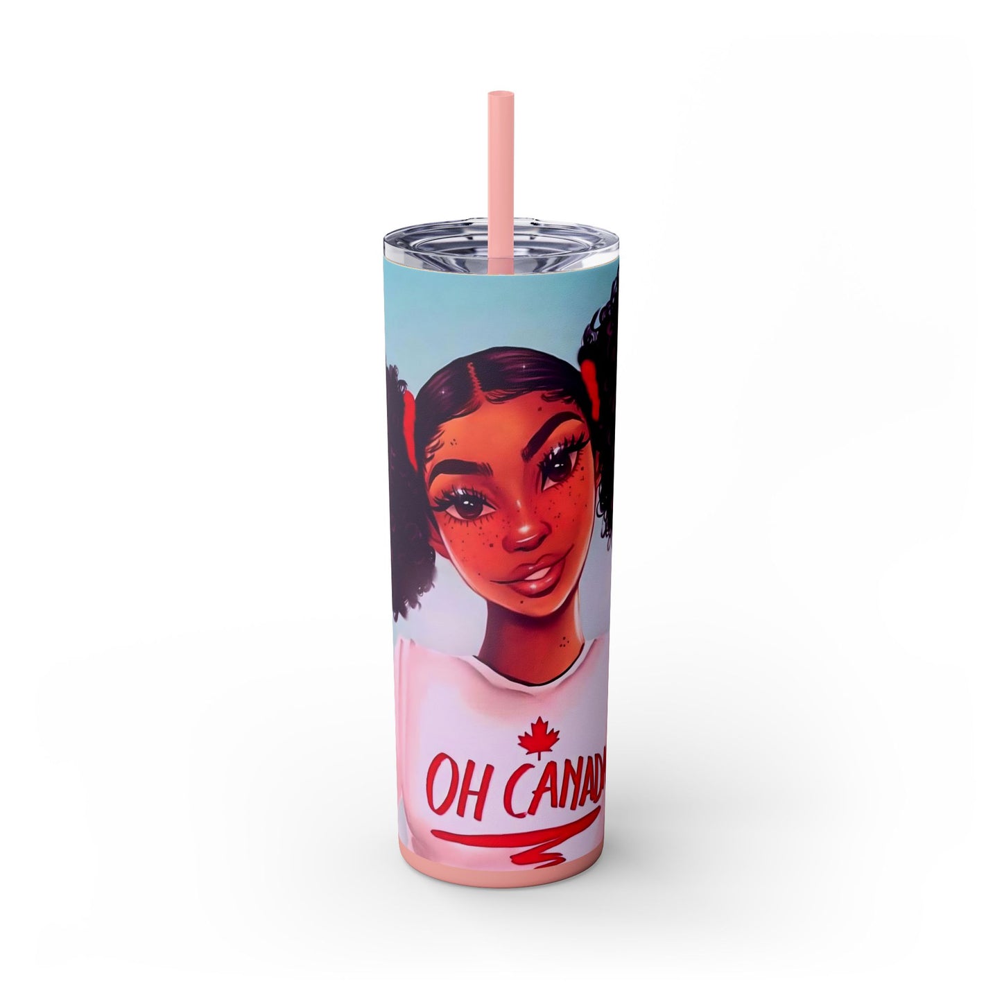 Afro Puff 20 oz Skinny Tumbler – Black Canadian Melanin Queen Gift Cup - Sippincity