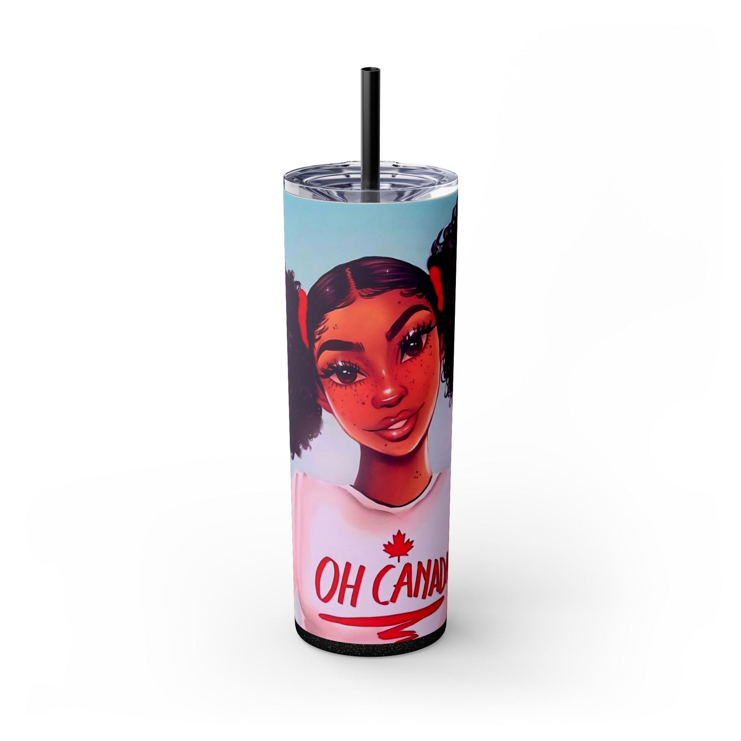 Afro Puff 20 oz Skinny Tumbler – Black Canadian Melanin Queen Gift Cup - Sippincity