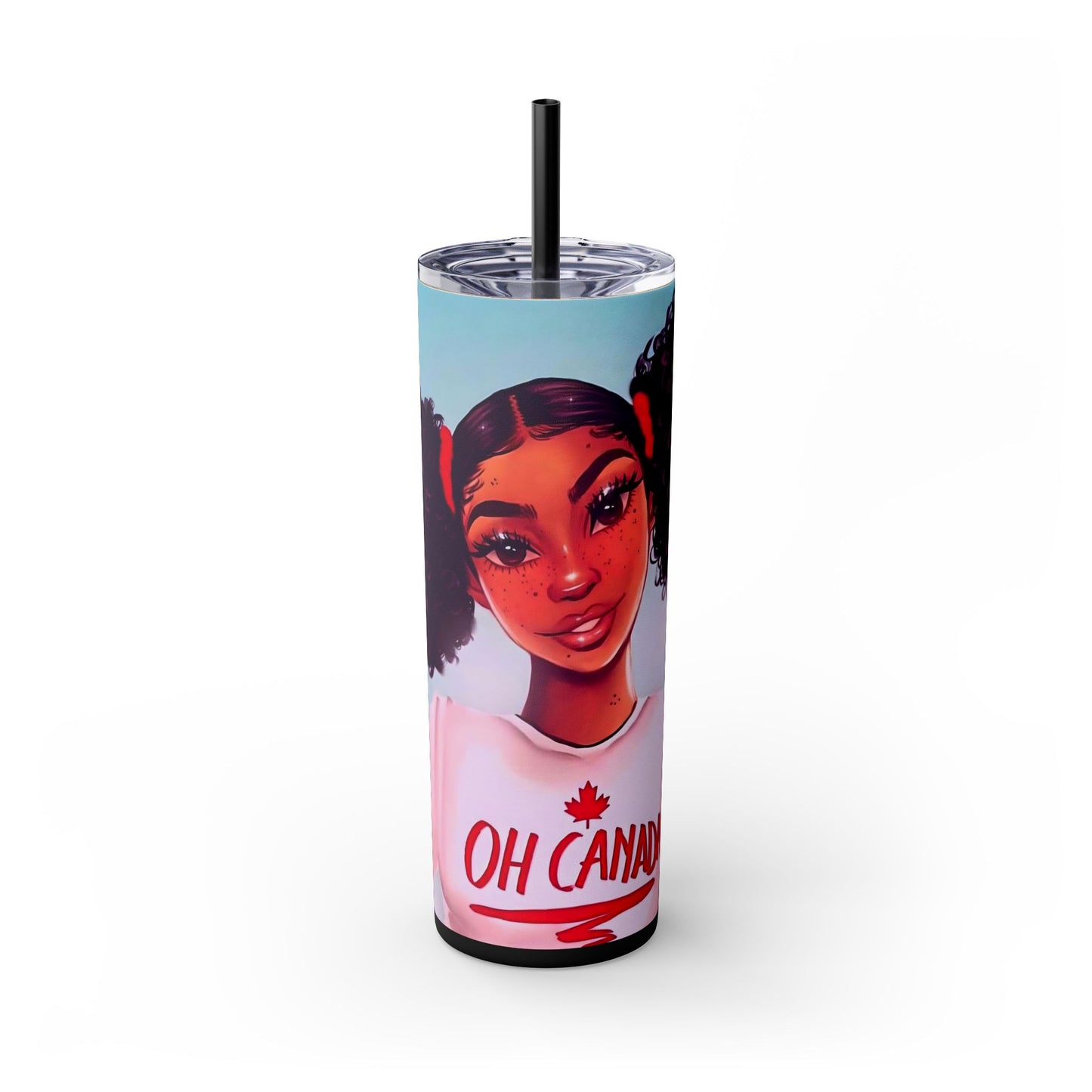 Afro Puff 20 oz Skinny Tumbler – Black Canadian Melanin Queen Gift Cup - Sippincity