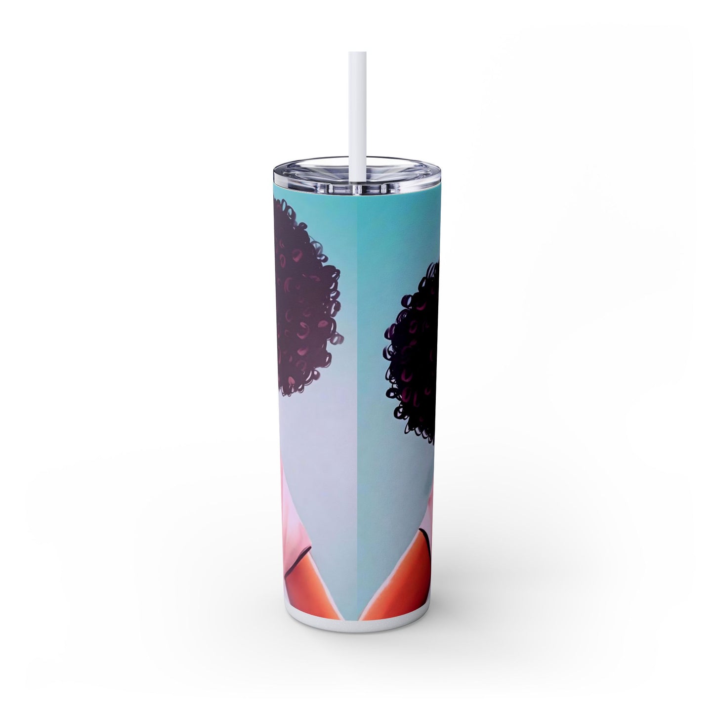 Afro Puff 20 oz Skinny Tumbler – Black Canadian Melanin Queen Gift Cup - Sippincity